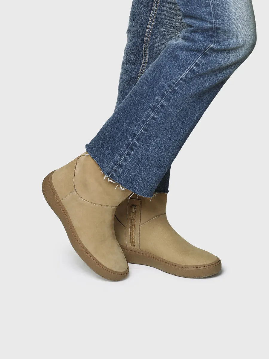 Toni Pons Sils bottines nubuck zip latéral beige