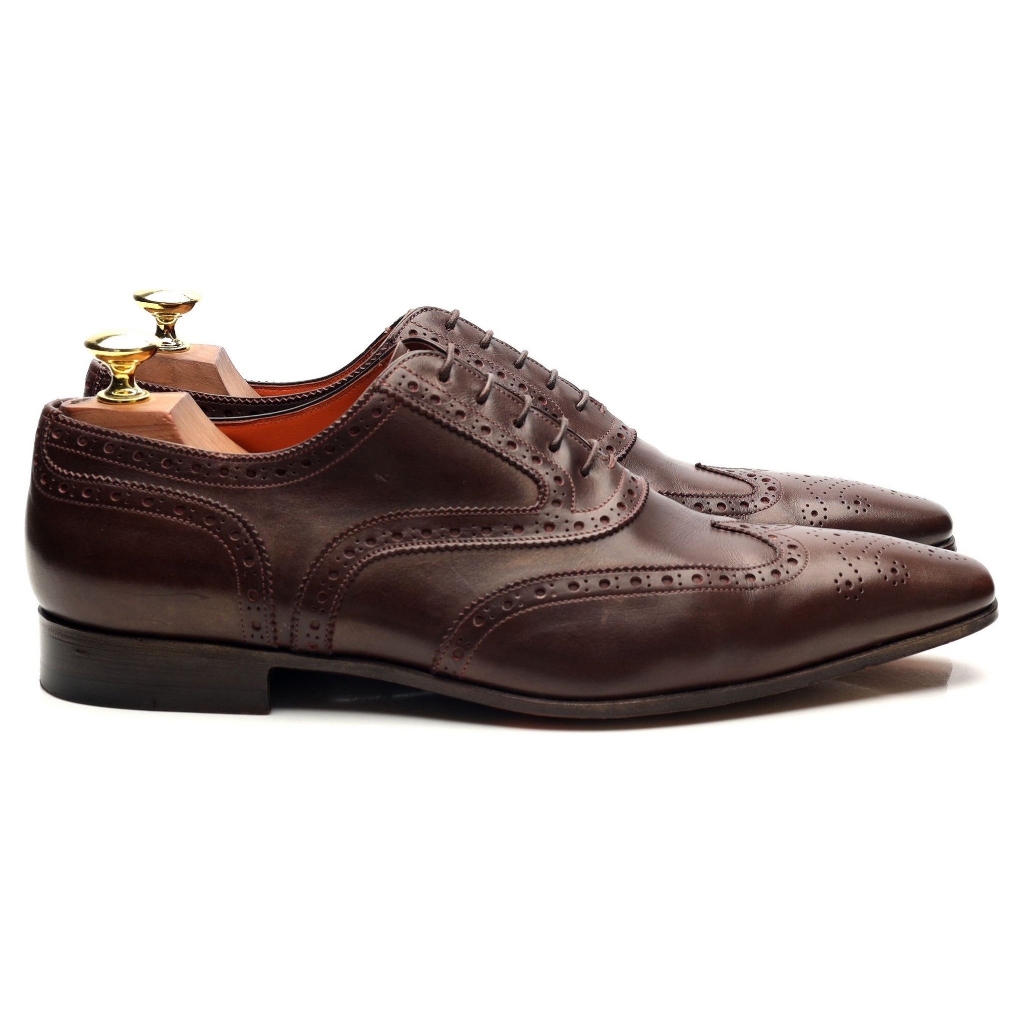 Santoni richelieu brogue cuir marron foncé UK 7
