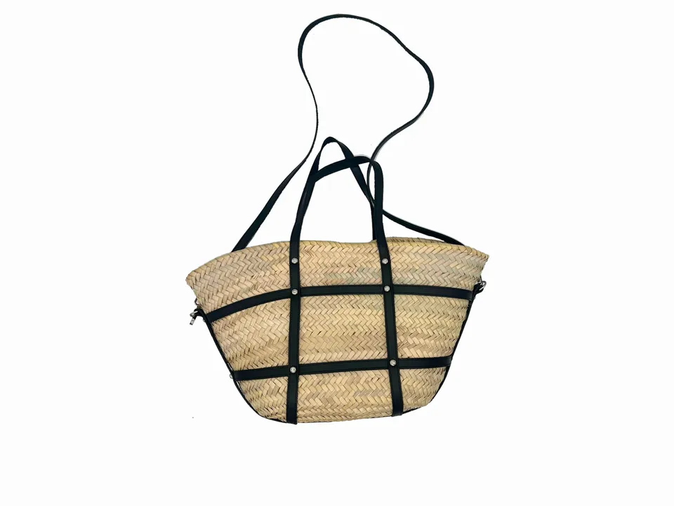 Contre-Allée Marrakech sac panier doum cuir naturel