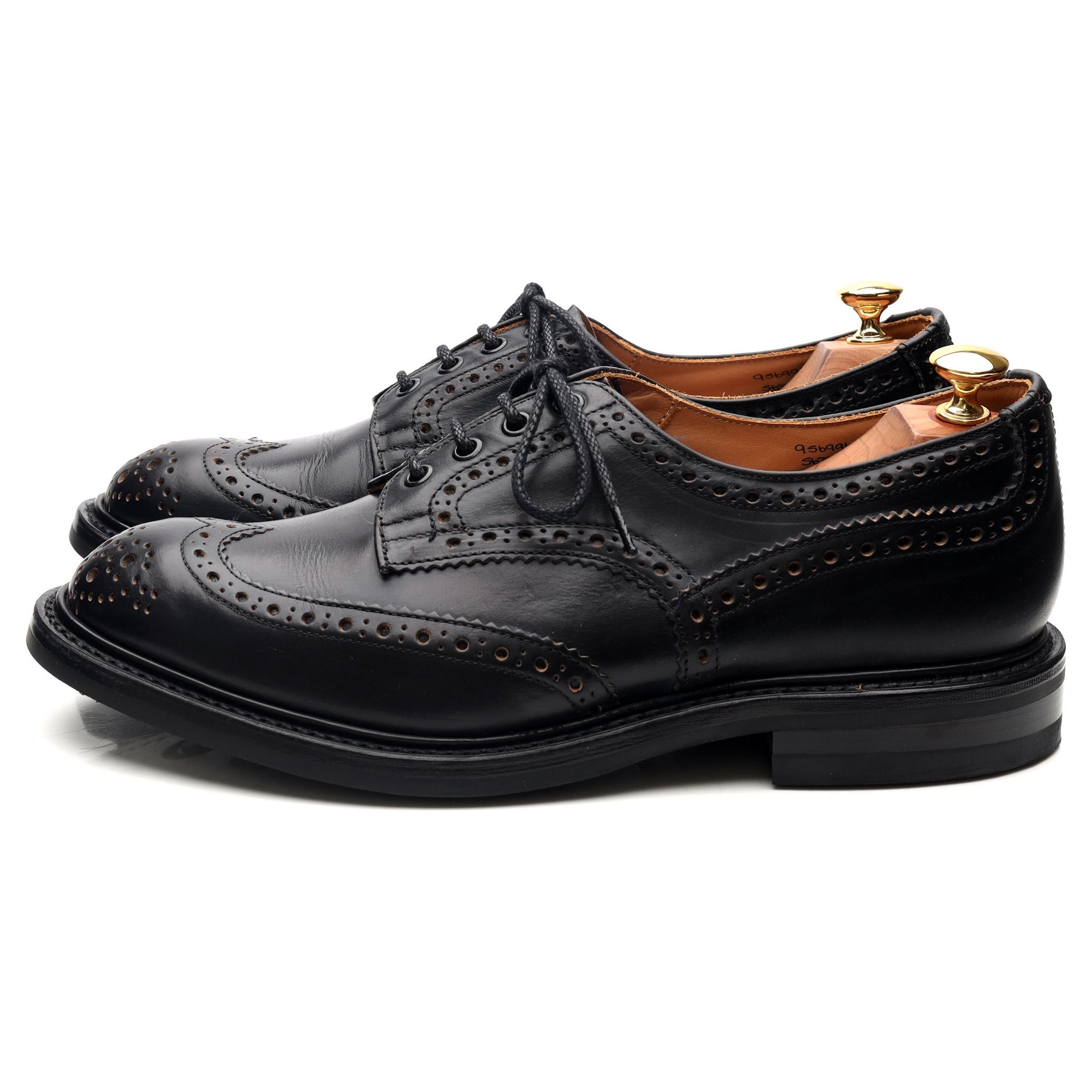 Tricker's Bourton derbies brogues cuir noir UK 9.5