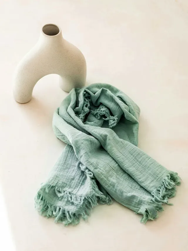 Toni Pons Fatima foulard coton menthe 120 cm