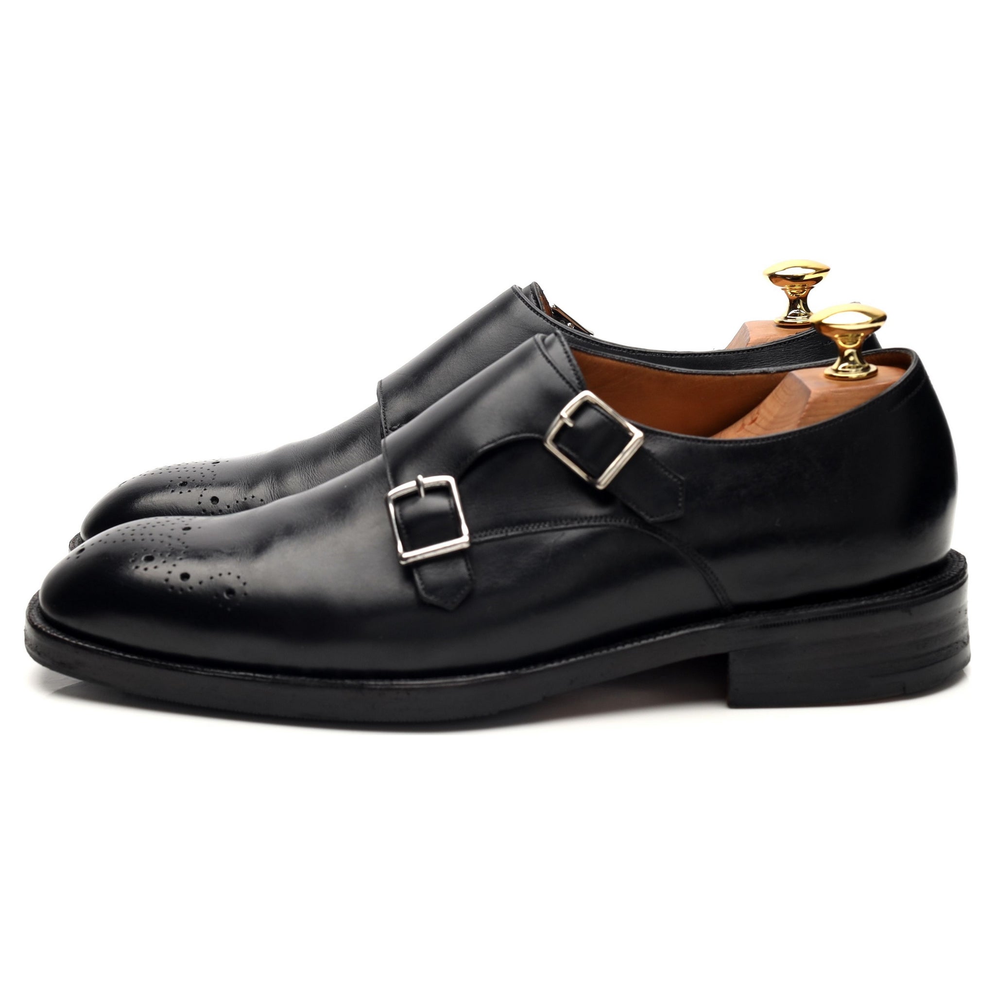 Gaziano & Girling Bespoke double monk cuir noir UK 6,5
