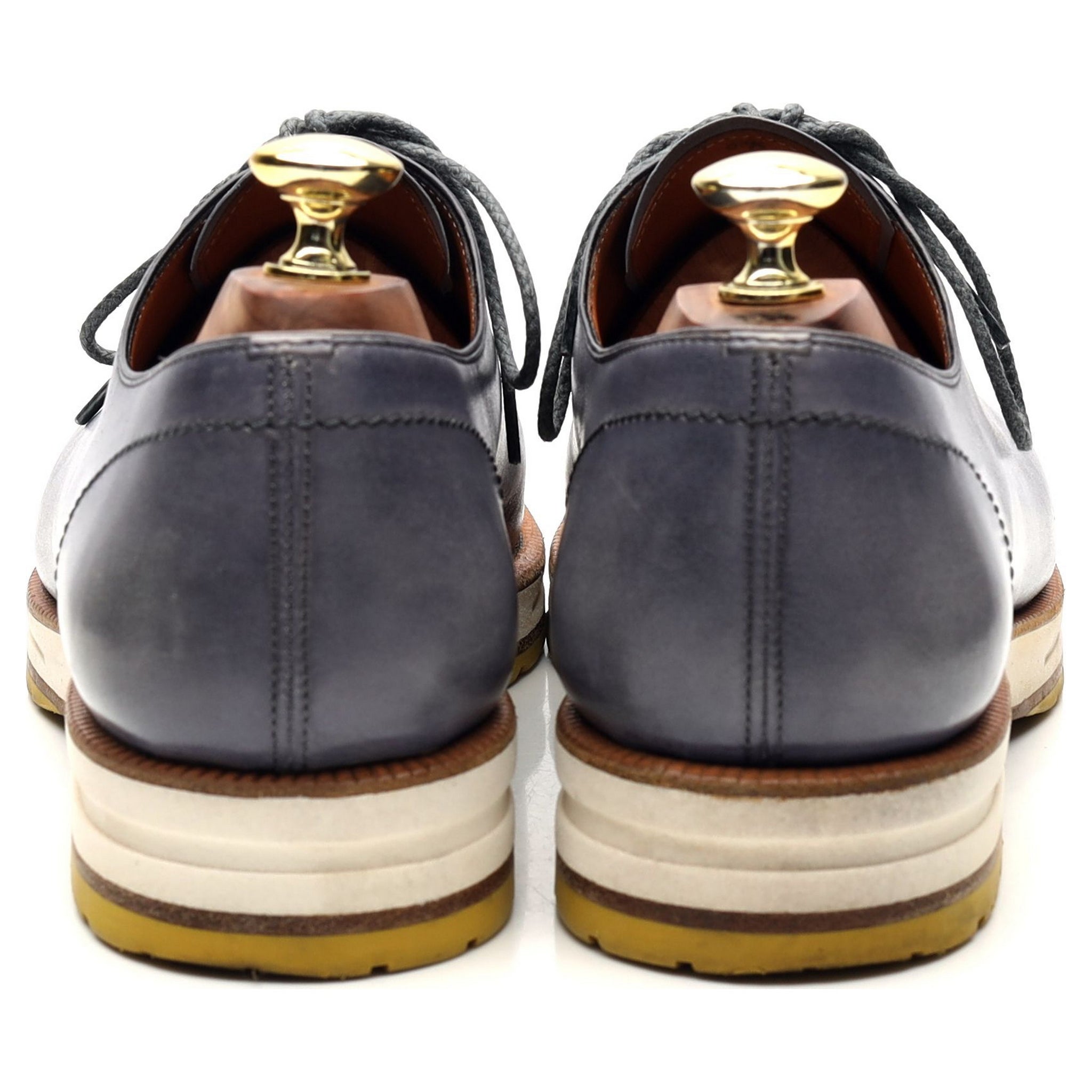 Berluti Alessio oxford cuir bleu patiné UK 7