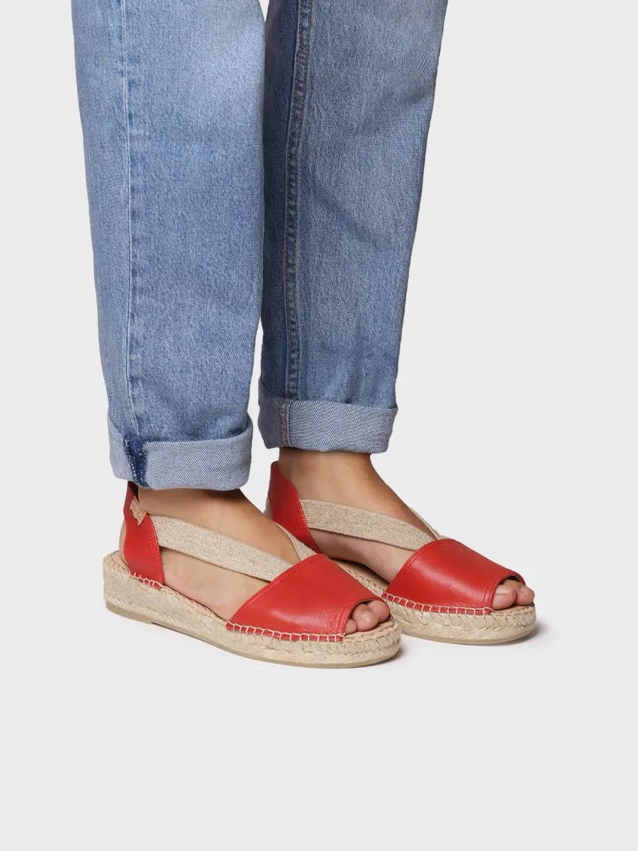 TONI PONS Tala espadrilles cuir rouge pied large