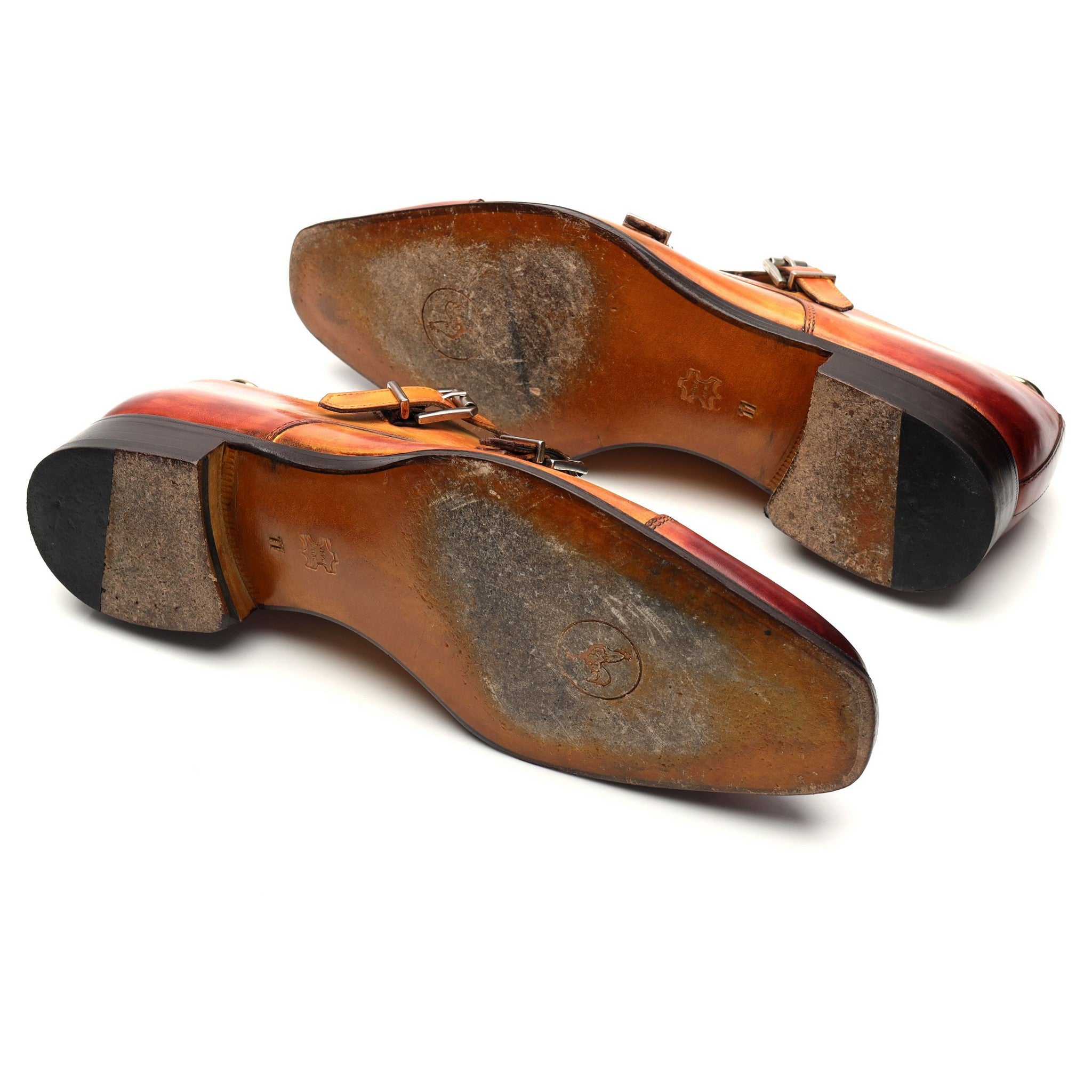 Scarpe di Bianco Palermo chaussures monk cuir marron 10 UK