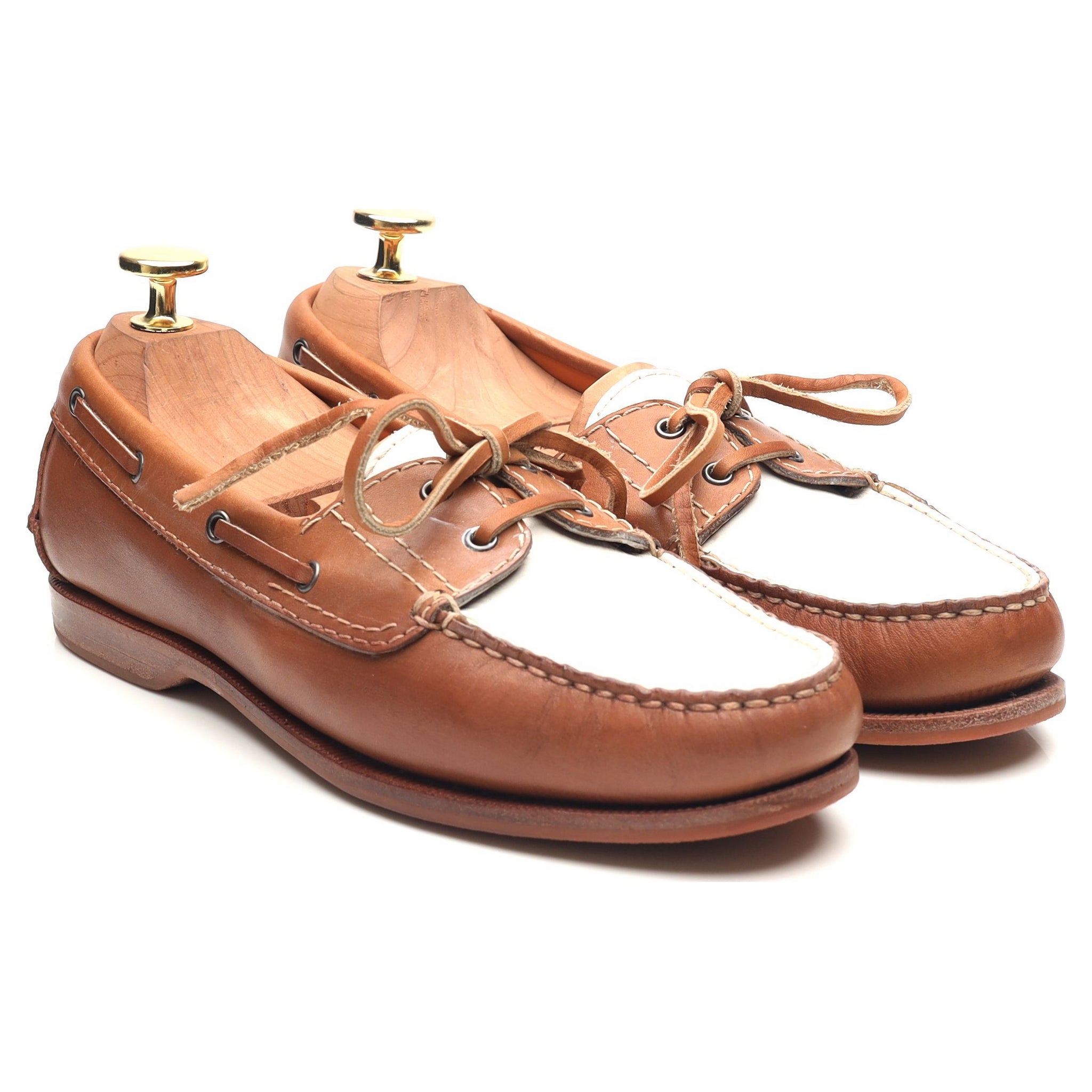 Carmina bateau cuir marron blanc 4.5 UK femme