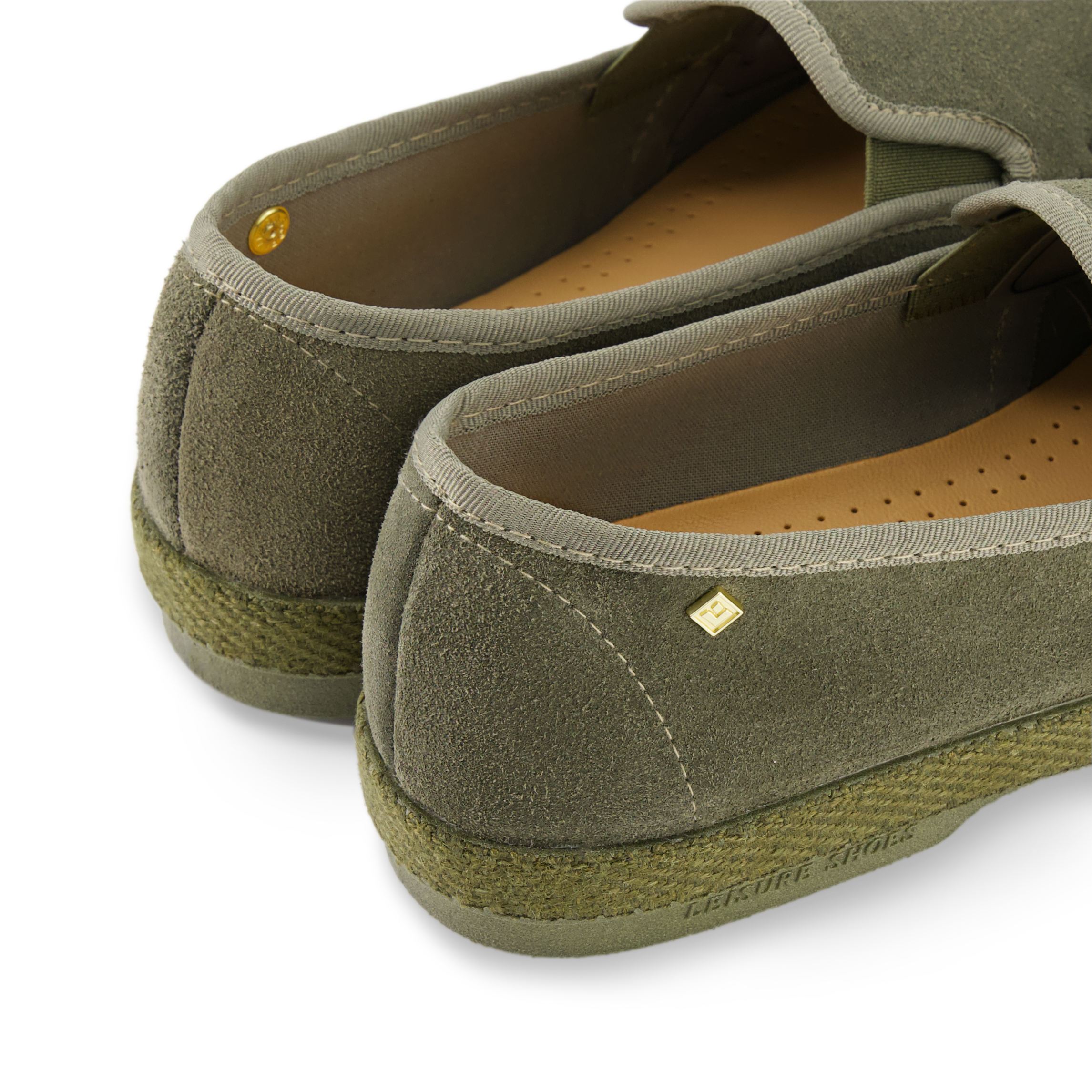 Rivieras Classic Suede Tressé Kaki espadrilles cuir kaki