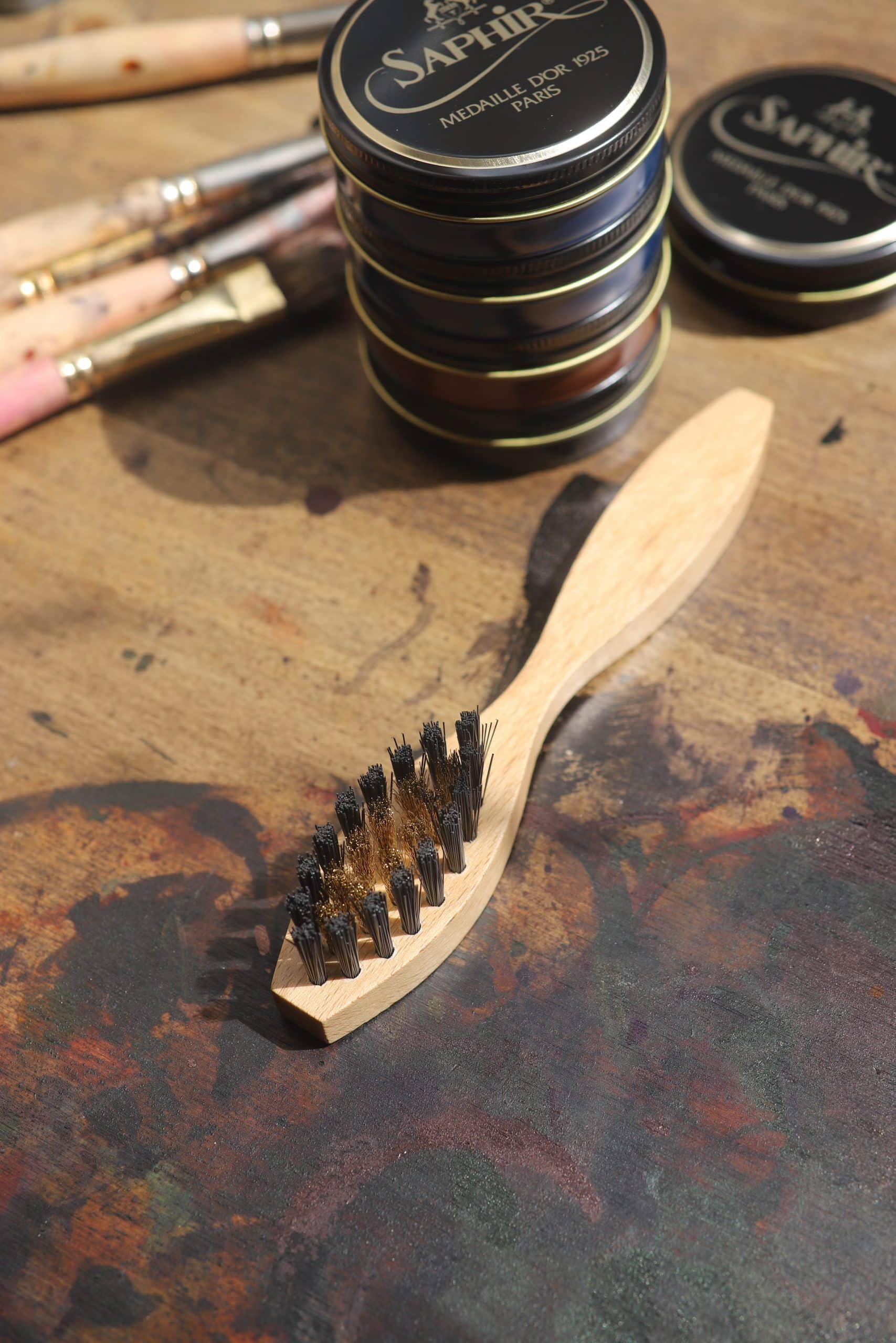 Malfroid brosse veau velours poils laiton