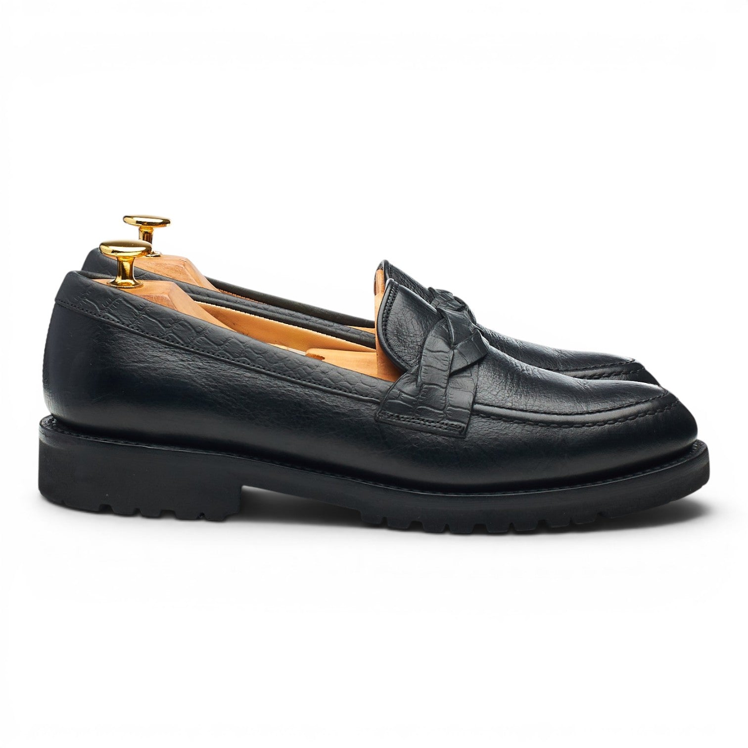 Cheaney Cora Mocassin cuir noir pointure UK 6 semelle gomme