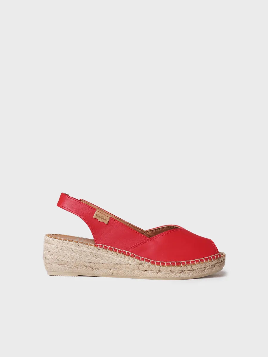Toni Pons Bernia-P espadrille compensée cuir rouge talon 5 cm