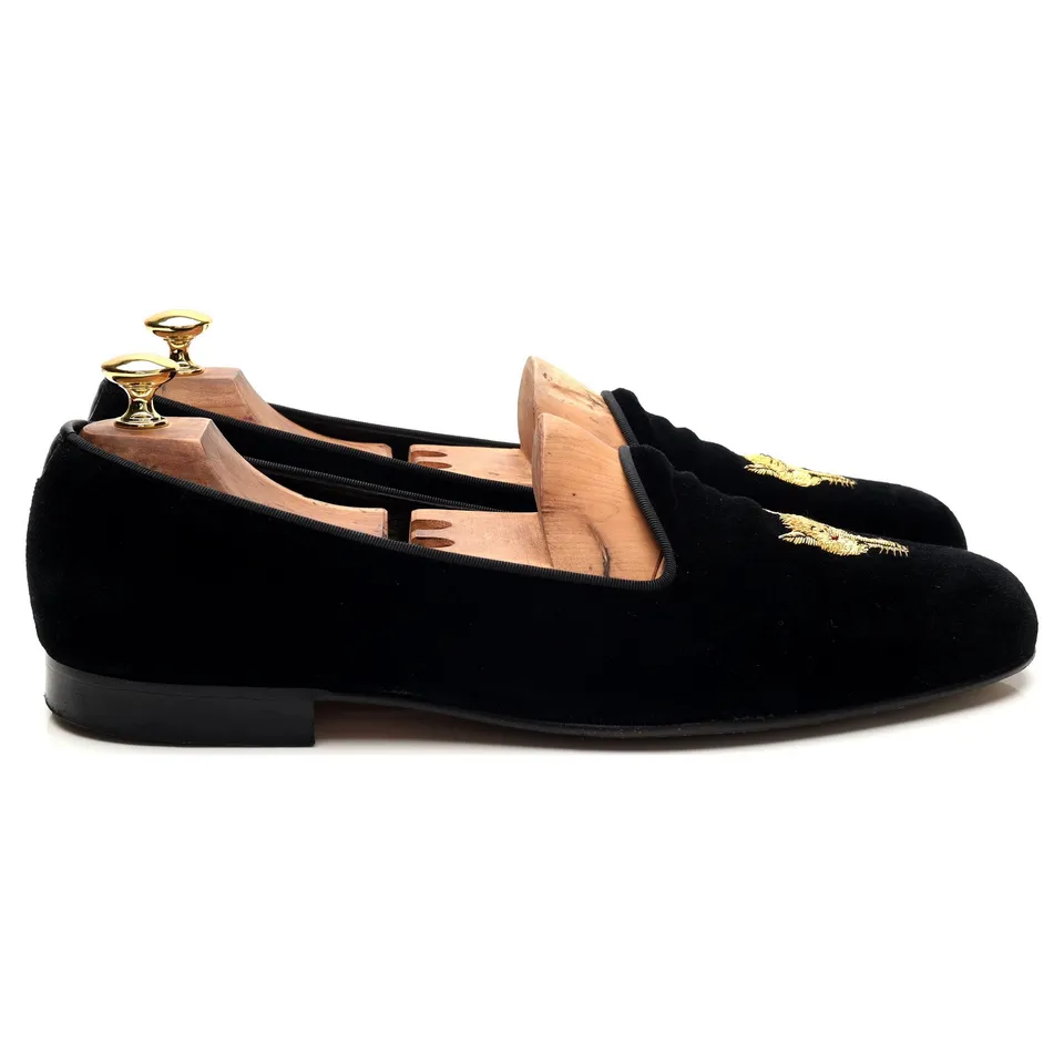 Edward Green pantoufles velours noir UK 10.5
