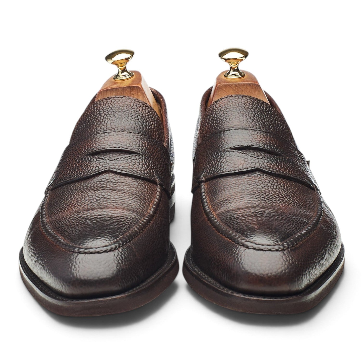 Bontoni Principe mocassins cuir grainé marron pointure UK 10.5