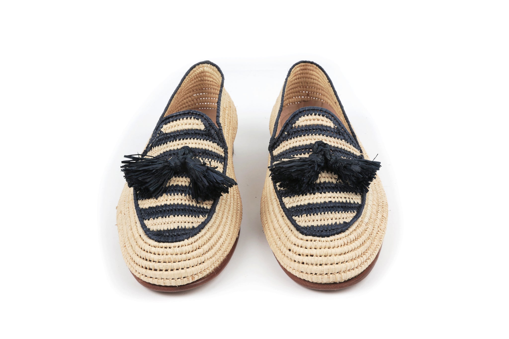 Contre-Allée Elfida mocassin homme raphia naturel bleu