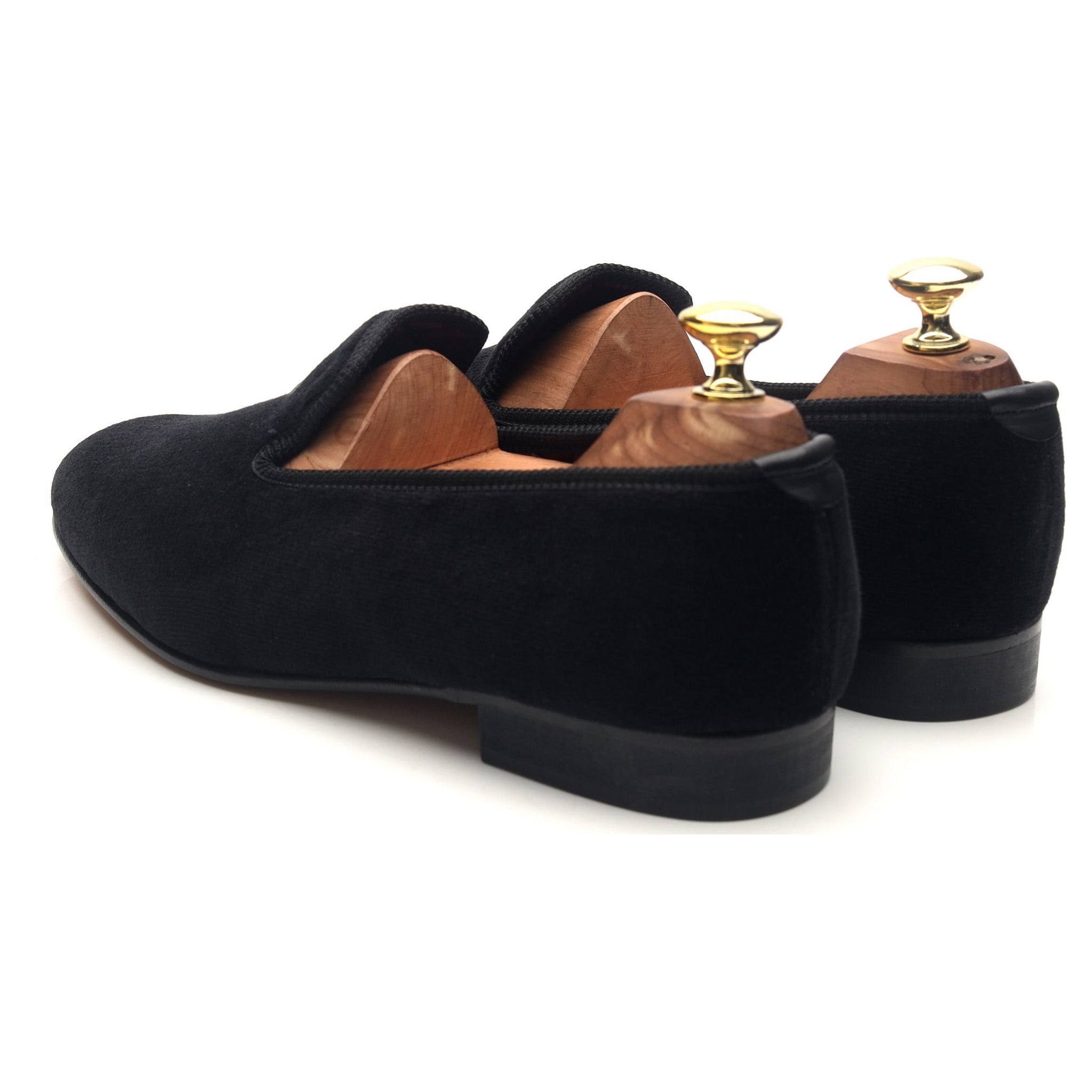 New & Lingwood Albert pantoufles velours noir UK 7
