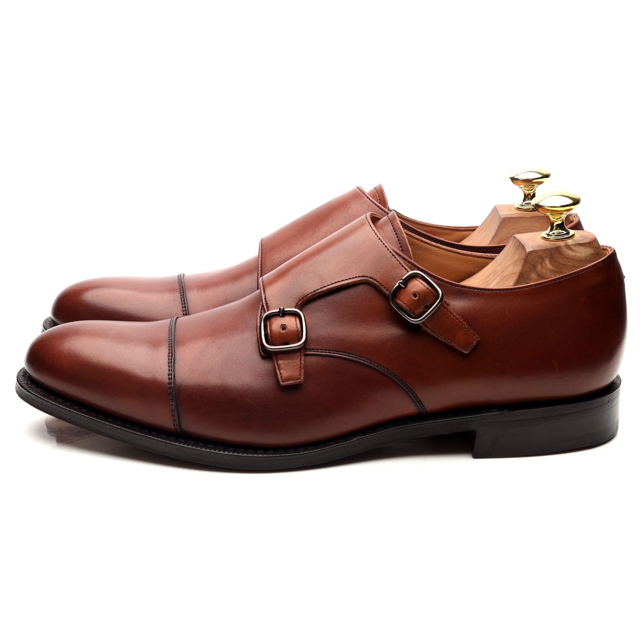 Church's Detroit chaussures monk cuir marron UK 7 double boucle