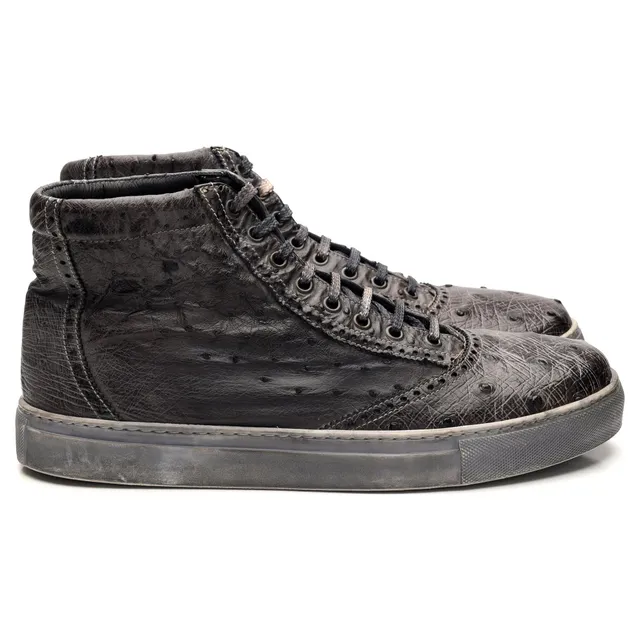 Cabasso basket montante cuir autruche grise UK 10