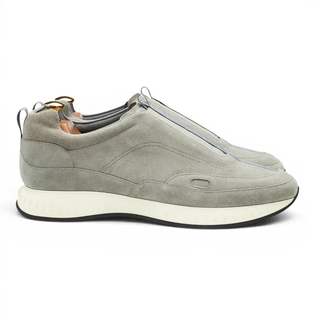 John Lobb Stream sneaker daim gris 9 UK slip-on