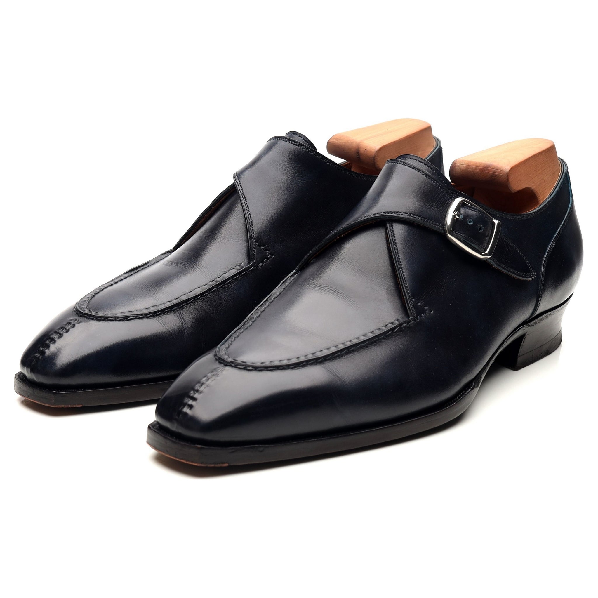 Timber Lee III monk strap cuir bleu marine UK 7.5