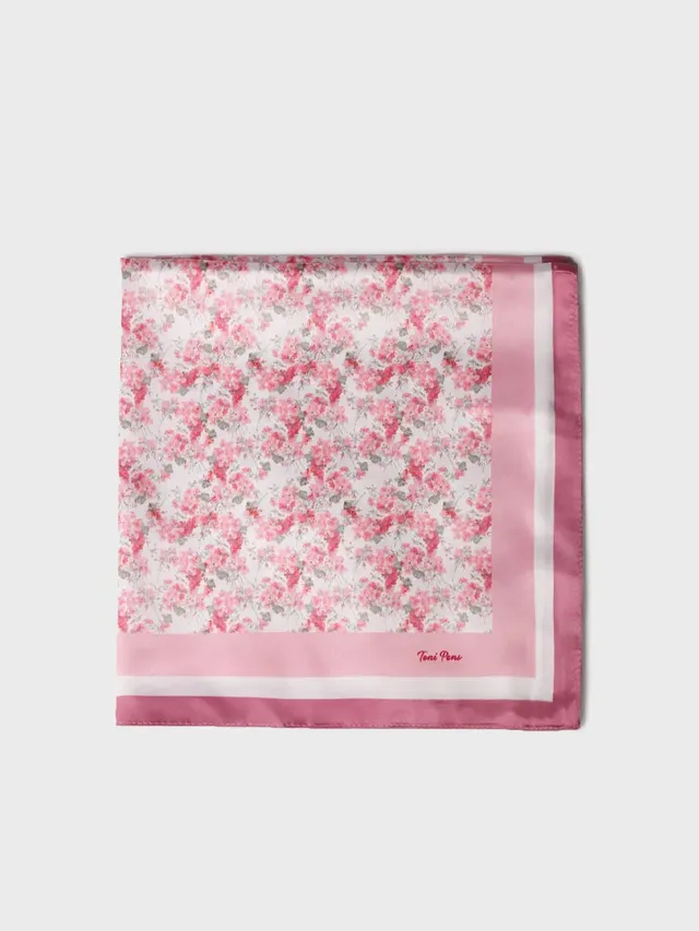 Toni Pons Faustina carré soie fleurs roses