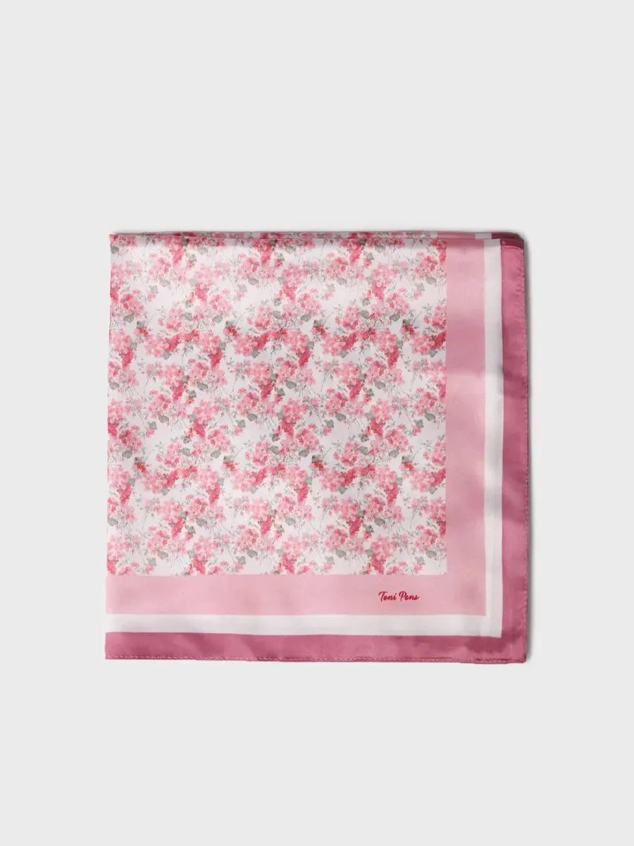 Toni Pons Faustina carré soie fleurs roses