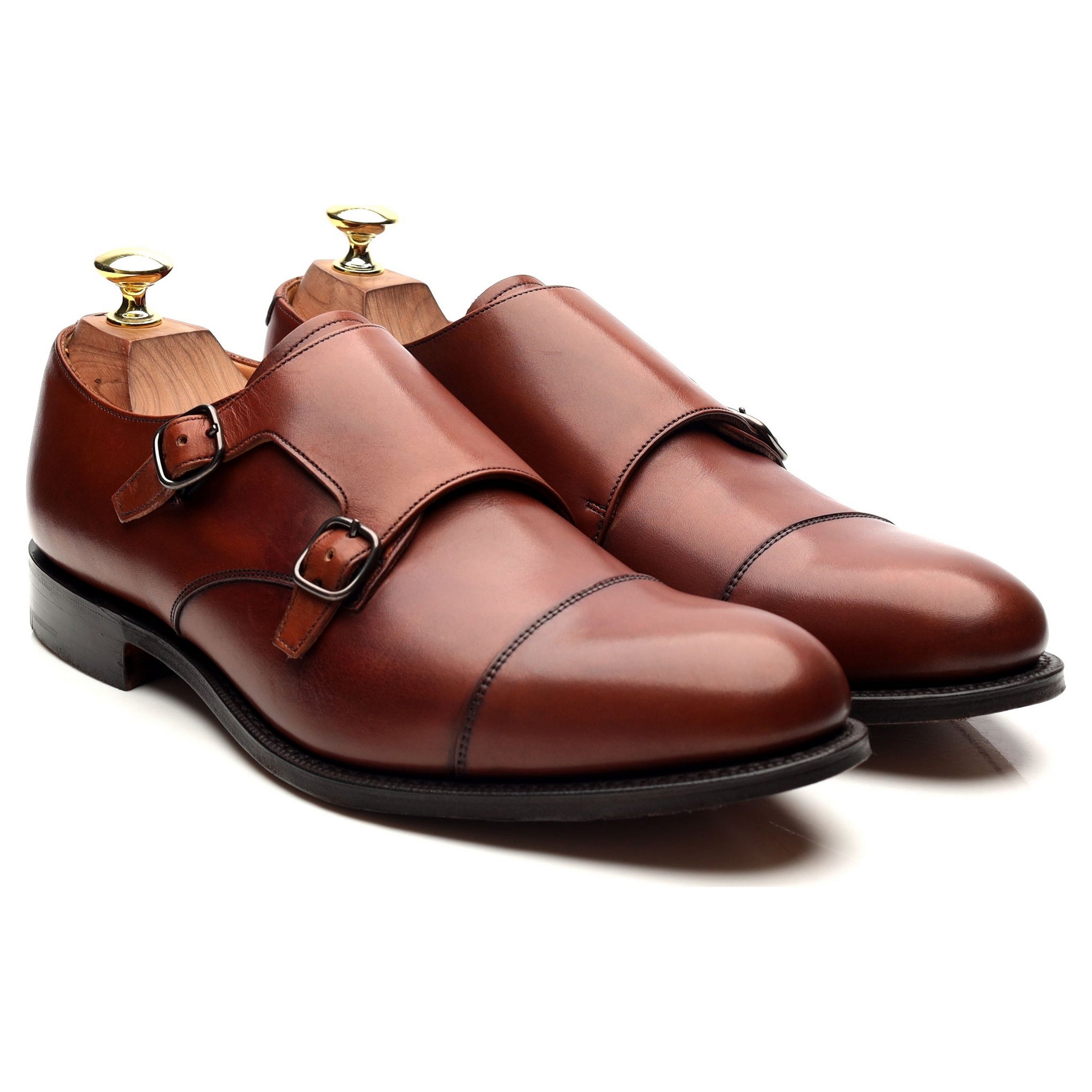 Church's Detroit chaussures monk cuir marron UK 7 double boucle