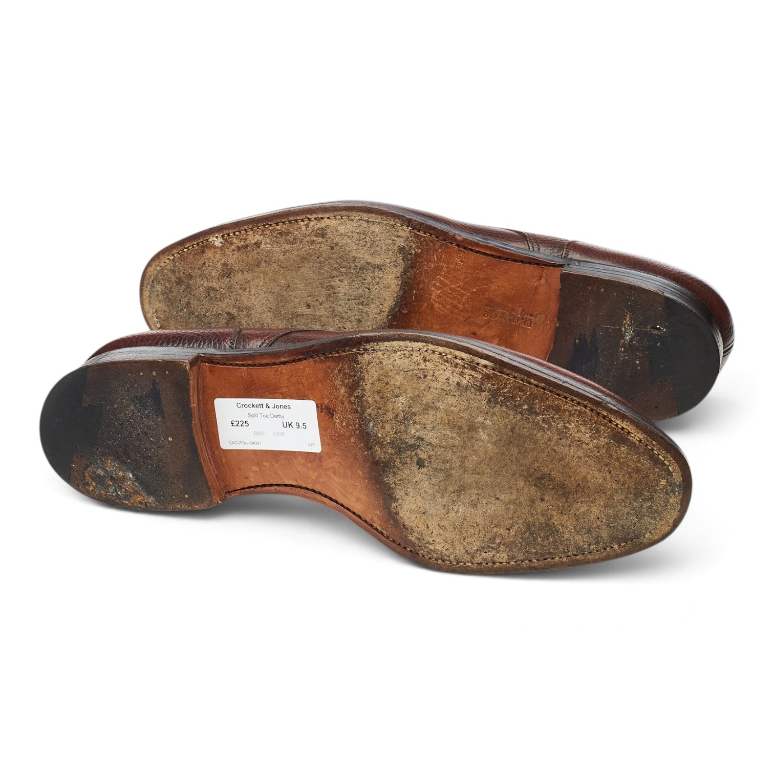 Peal & Co derby cuir grain marron pointure UK 9.5