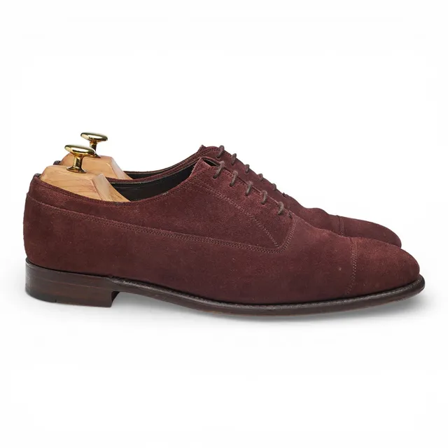 Gieves & Hawkes oxford daim bordeaux UK 8 bout droit