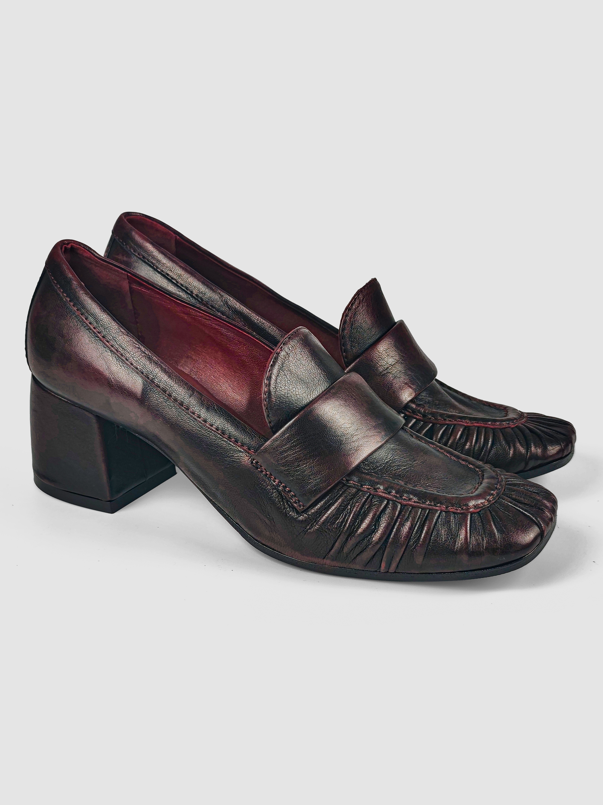 Lorena Paggi Nappa Sfumata mocassin cuir bordeaux