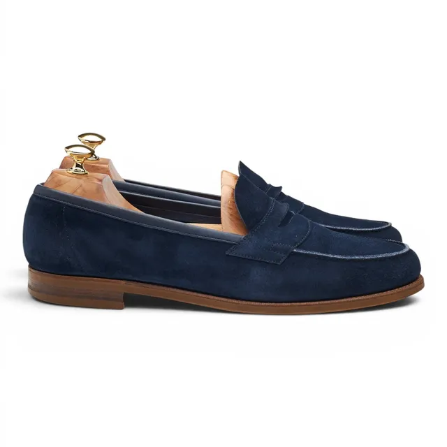 Edward Green Duke mocassin daim bleu marine UK 9.5