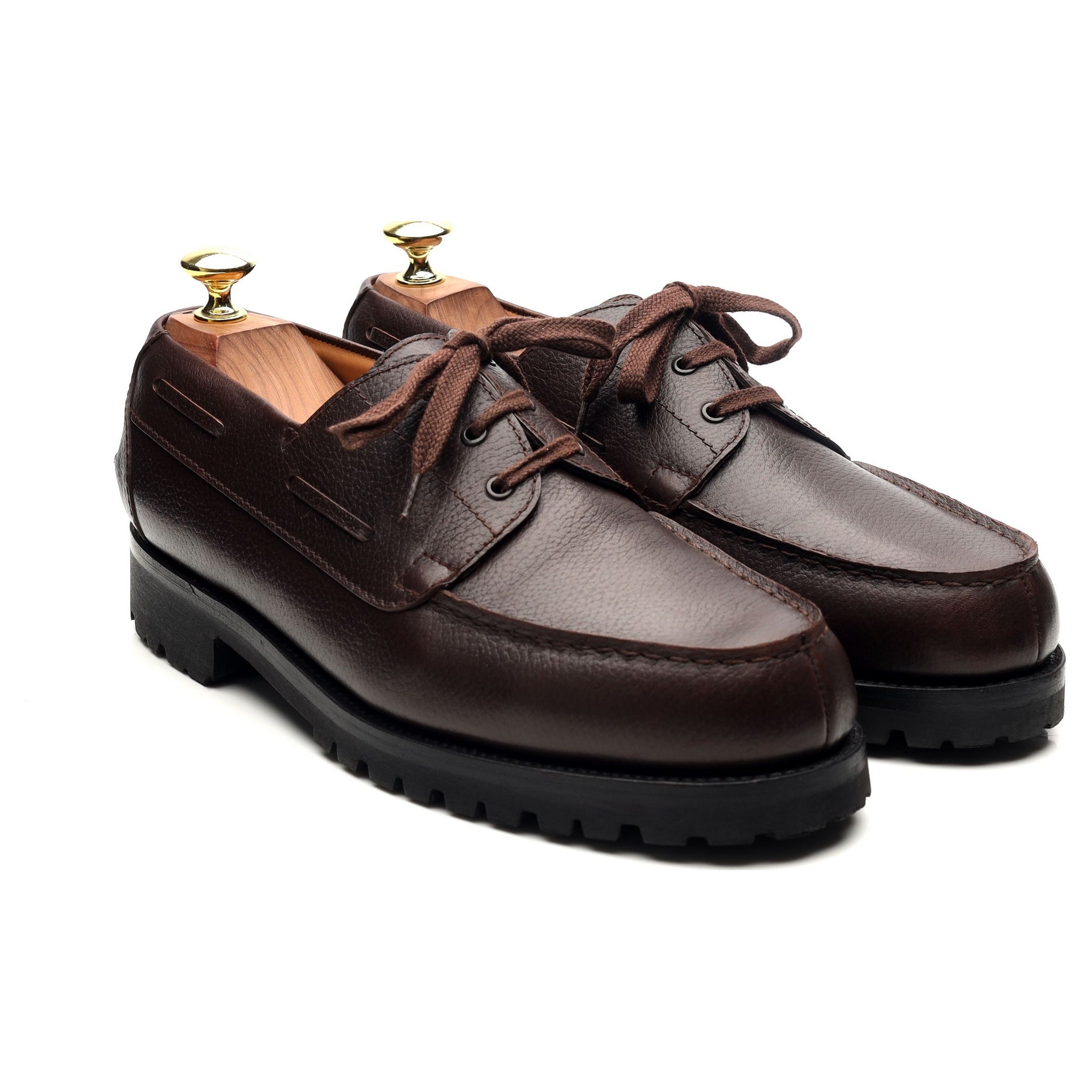 Beige Habilleur Derby bateau cuir marron UK 7.5