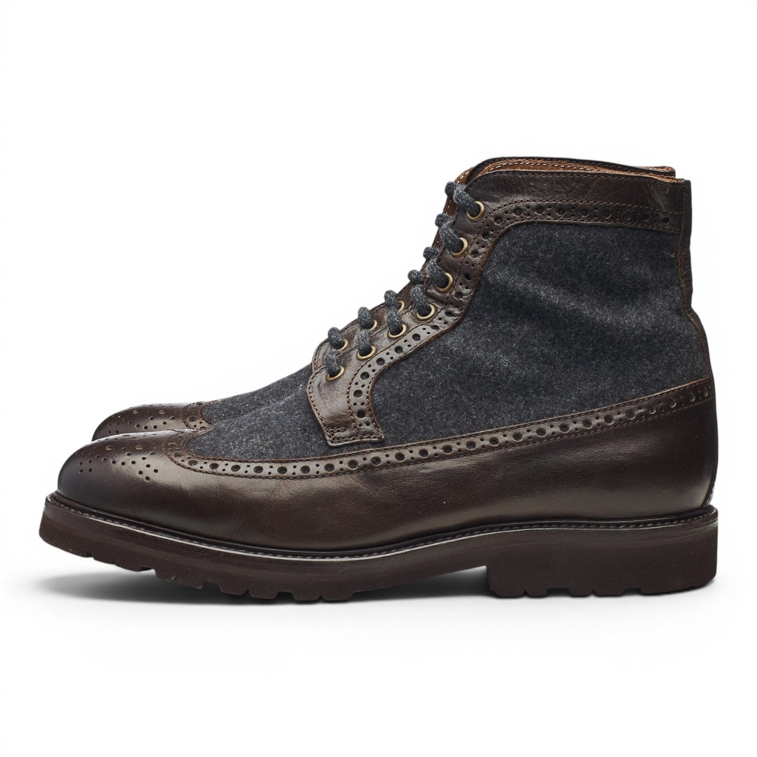 Brunello Cucinelli boots brogue cuir marron bleu UK 10