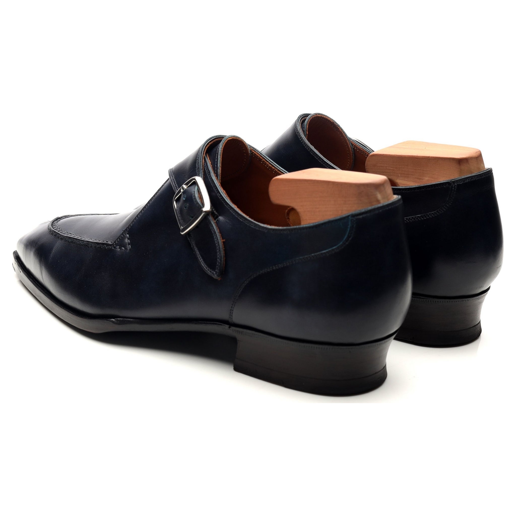 Timber Lee III monk strap cuir bleu marine UK 7.5