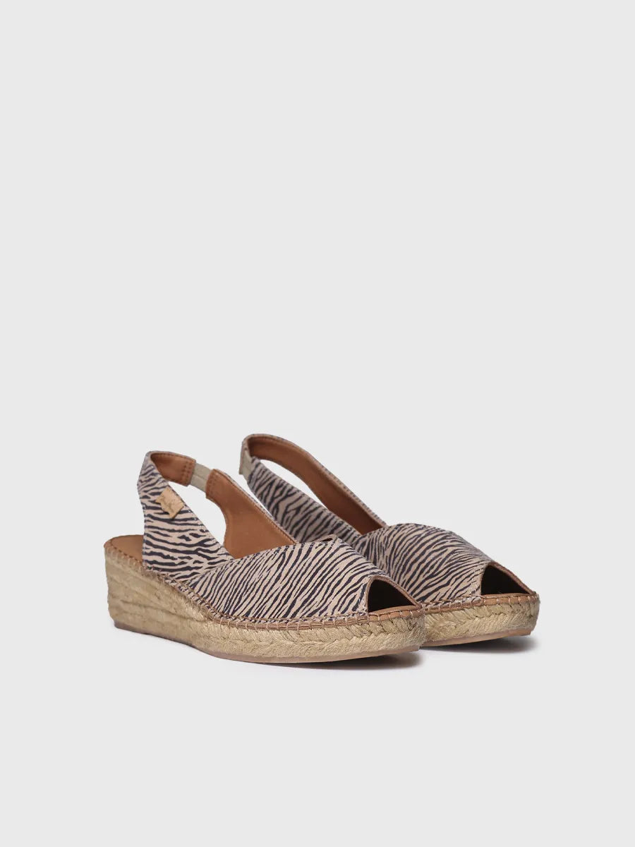 Toni Pons Bernia-ZB espadrilles compensées cuir zèbre 3 cm