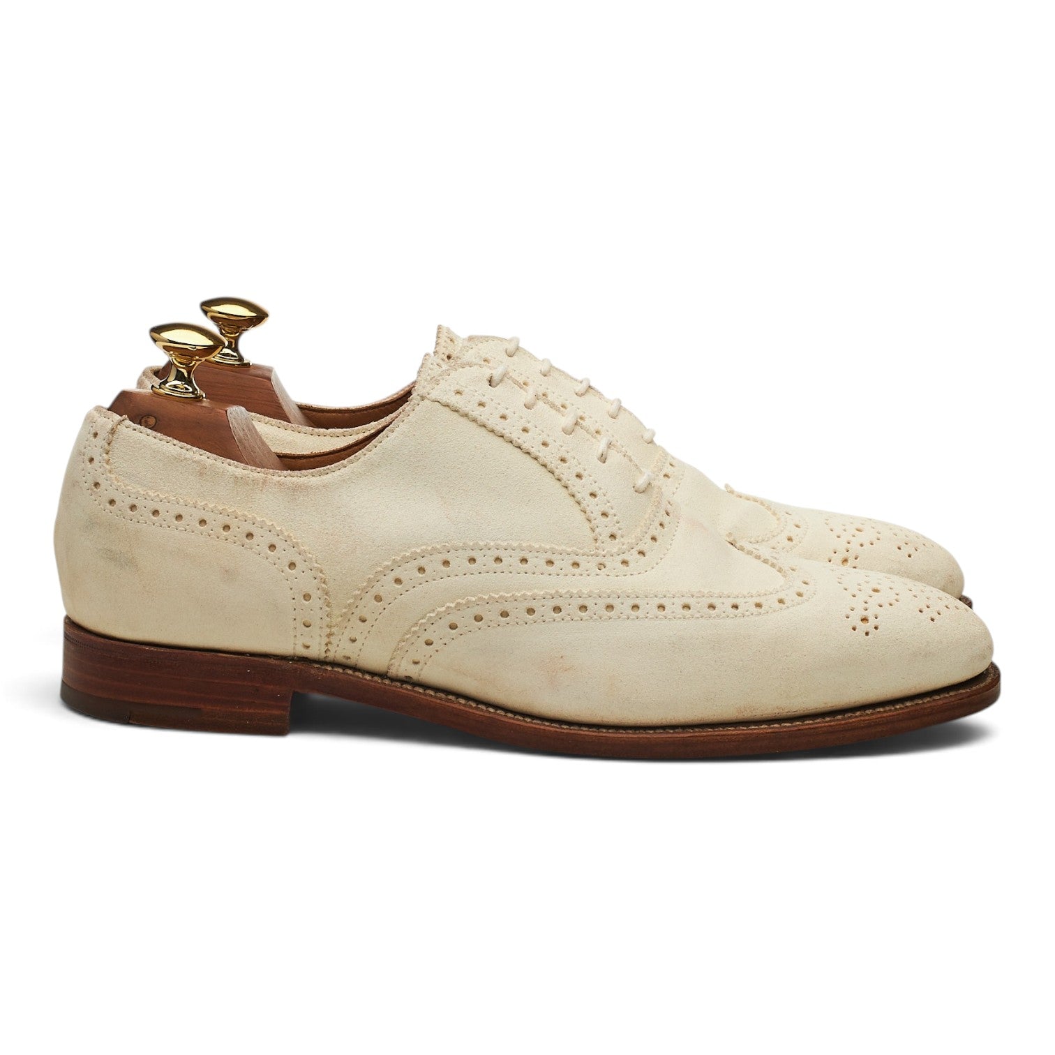 Peal & Co Oxford Brogue chaussures suède blanc UK 6.5