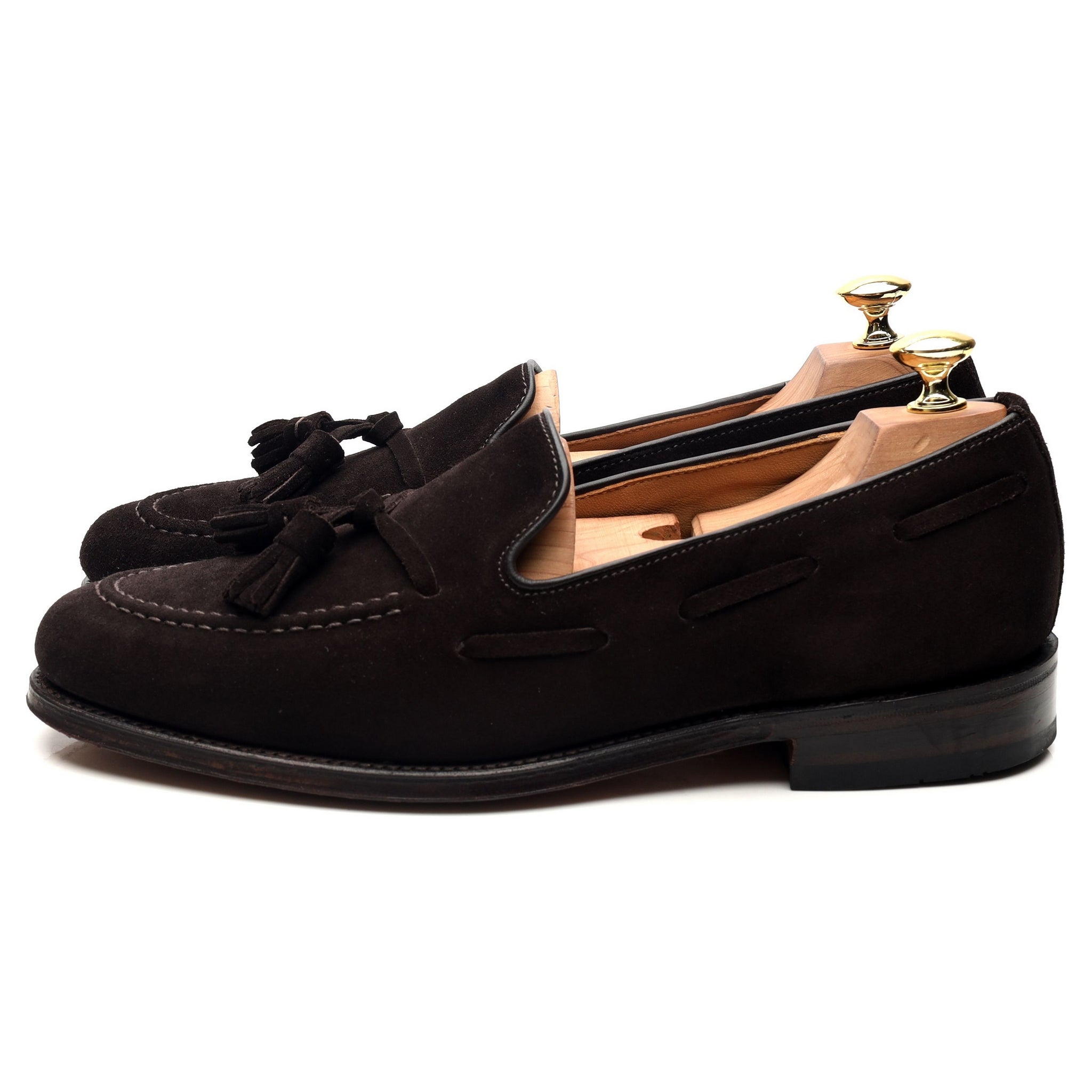 Loake Lincoln mocassin suède marron 8 glands