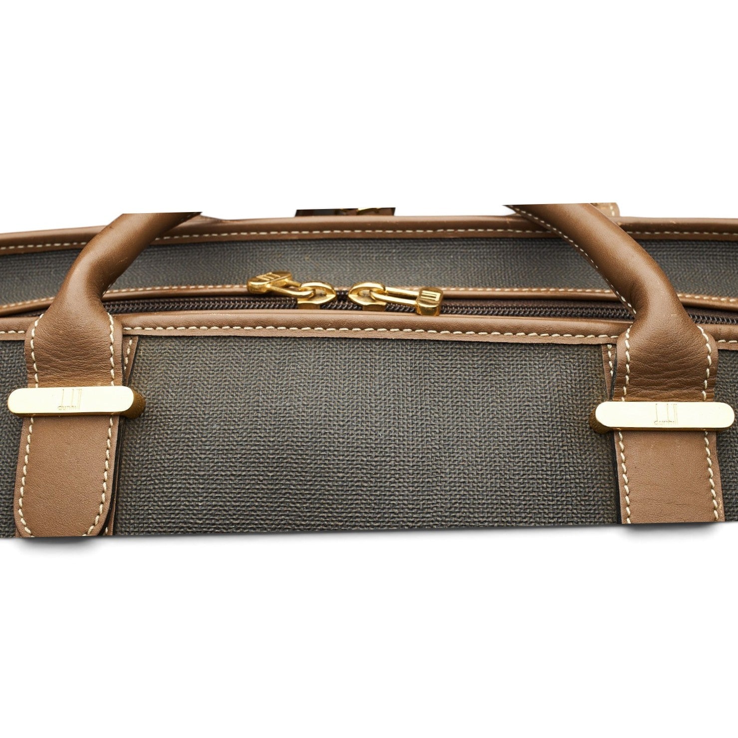 Dunhill sac de voyage toile cirée marron cuir tanné