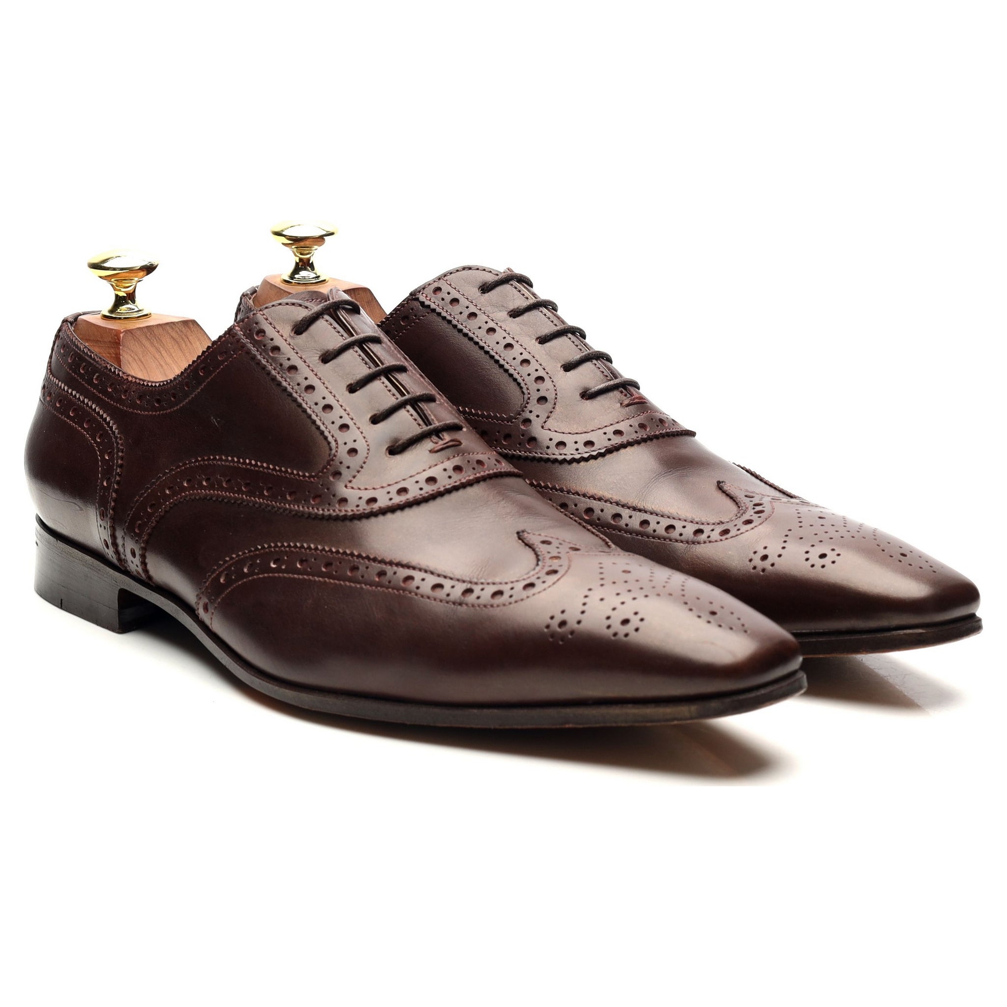 Santoni richelieu brogue cuir marron foncé UK 7