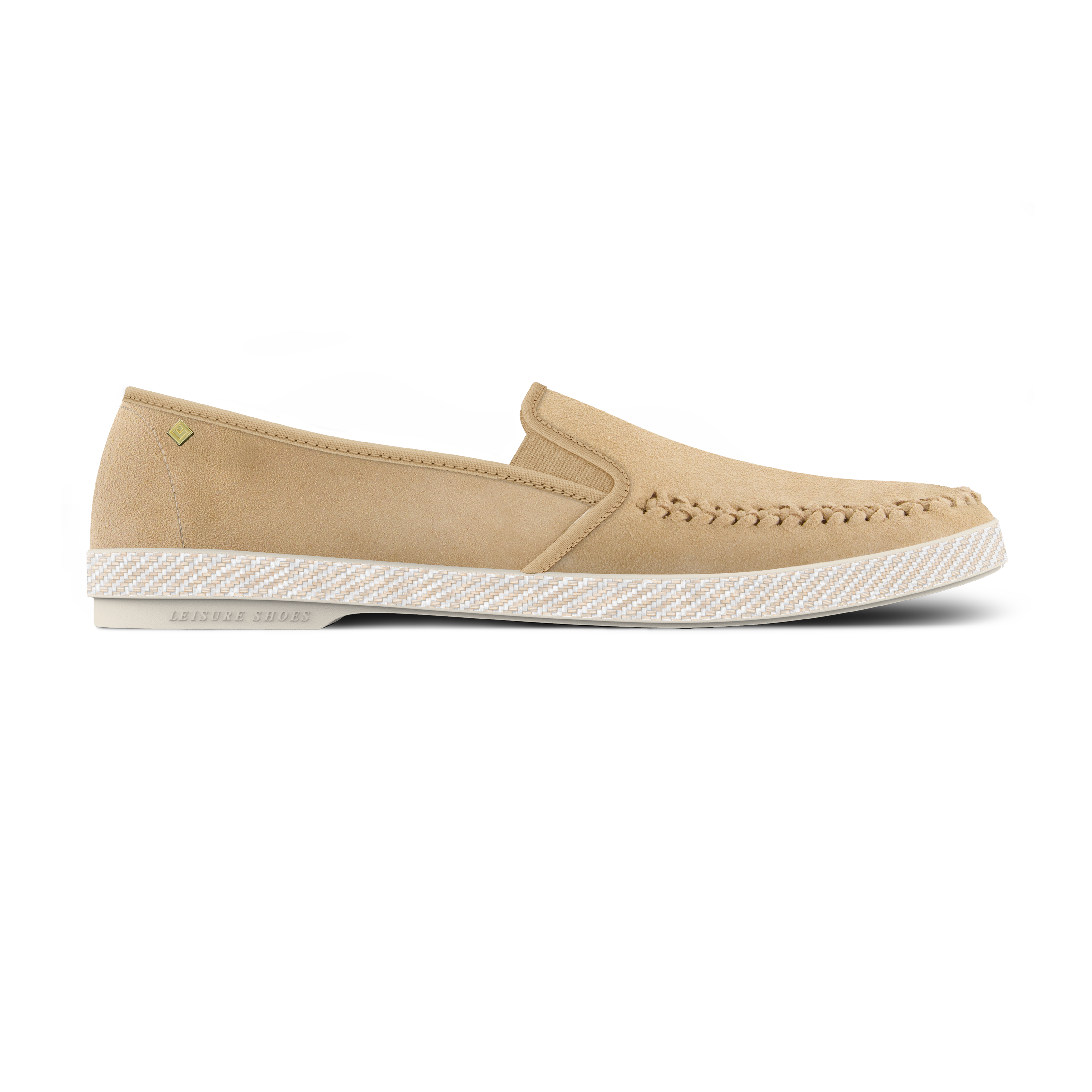 Rivieras Classic Suede Tressé Ecru espadrilles cuir