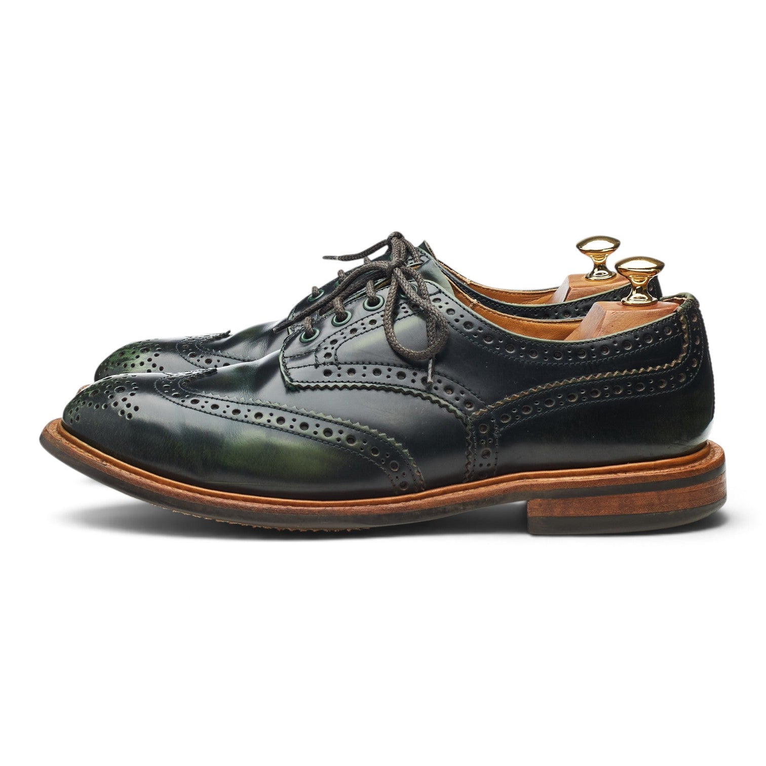 Tricker’s Bourton derby cuir vert UK9 brogue Dainite