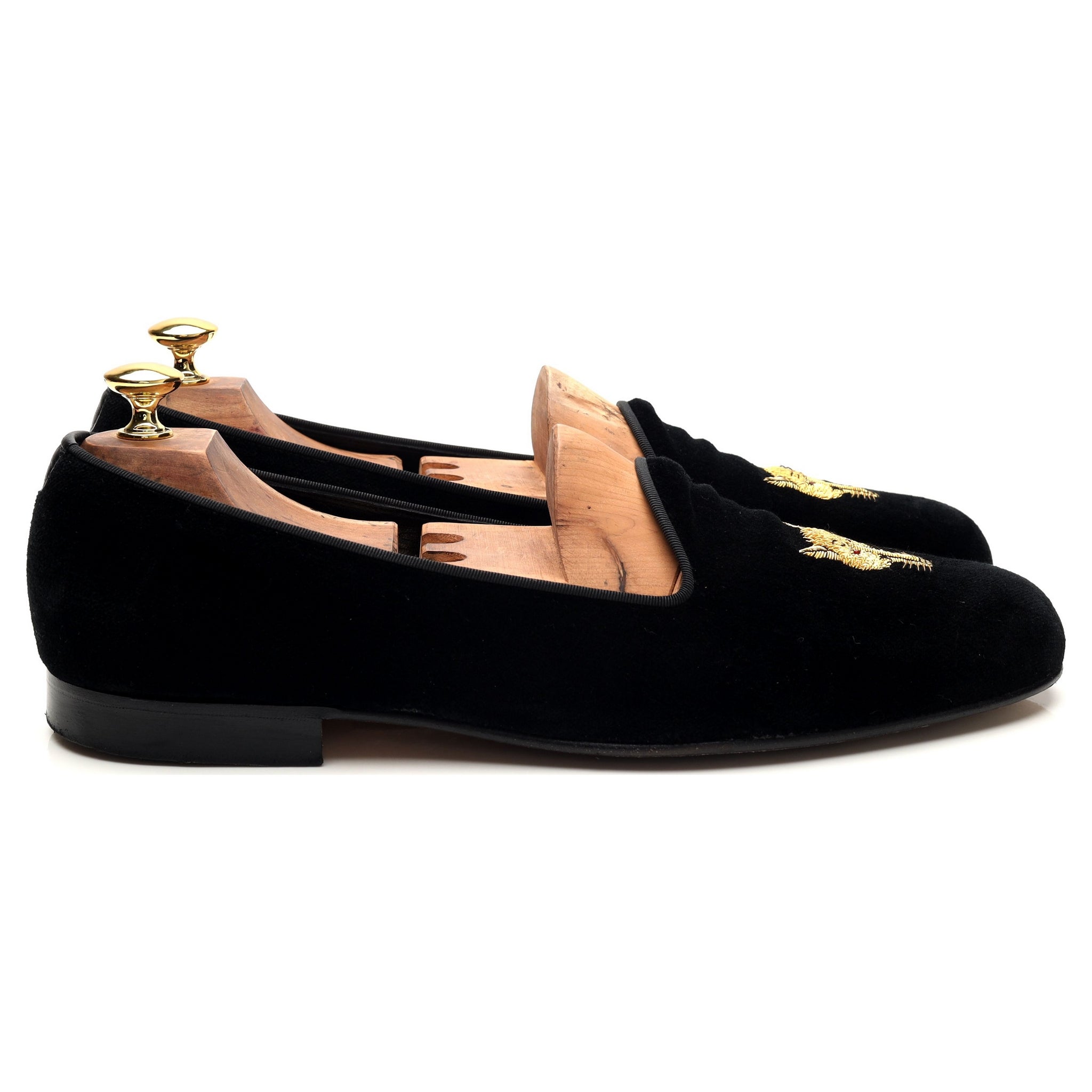 Edward Green pantoufles velours noir UK 10.5