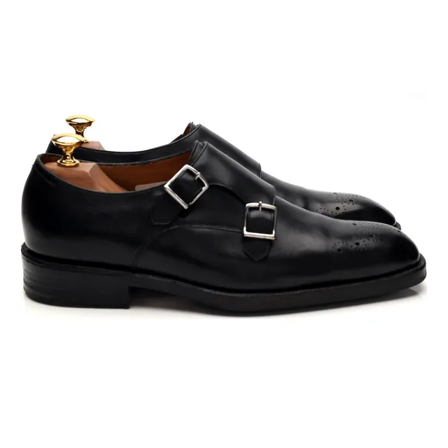 Gaziano & Girling Bespoke double monk cuir noir UK 6,5