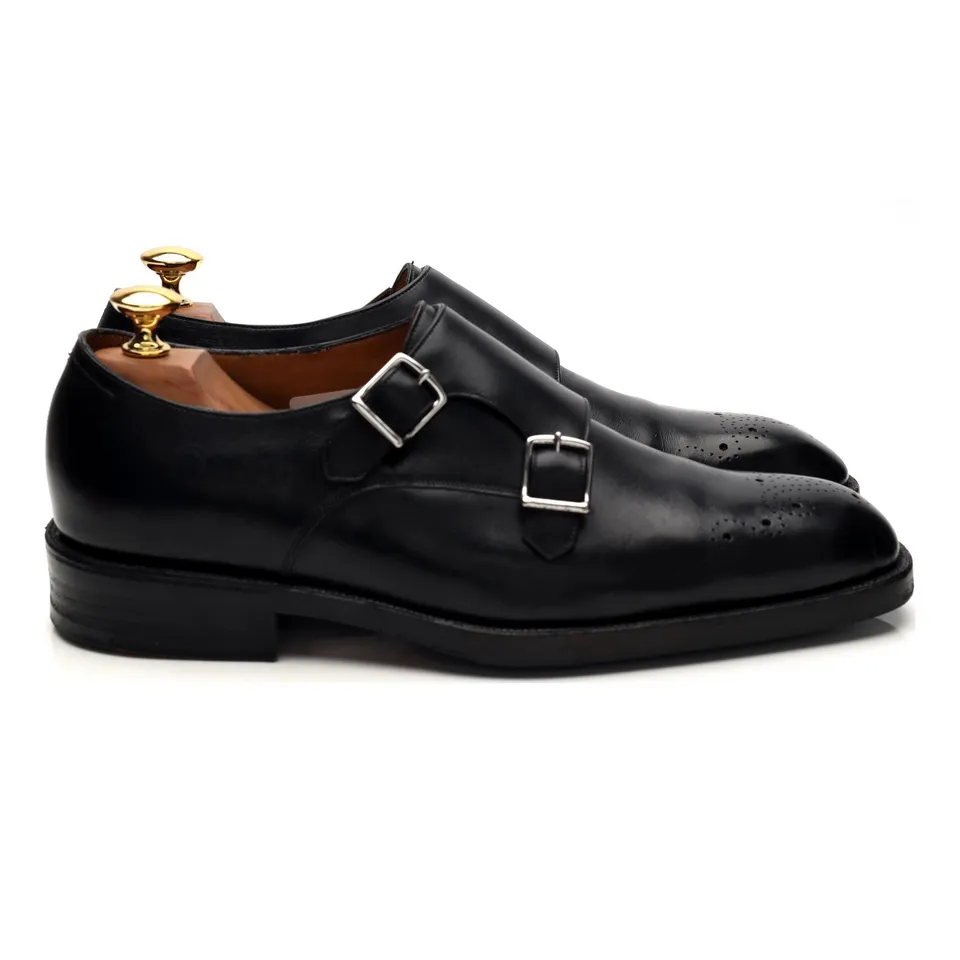 Gaziano & Girling Bespoke double monk cuir noir UK 6,5