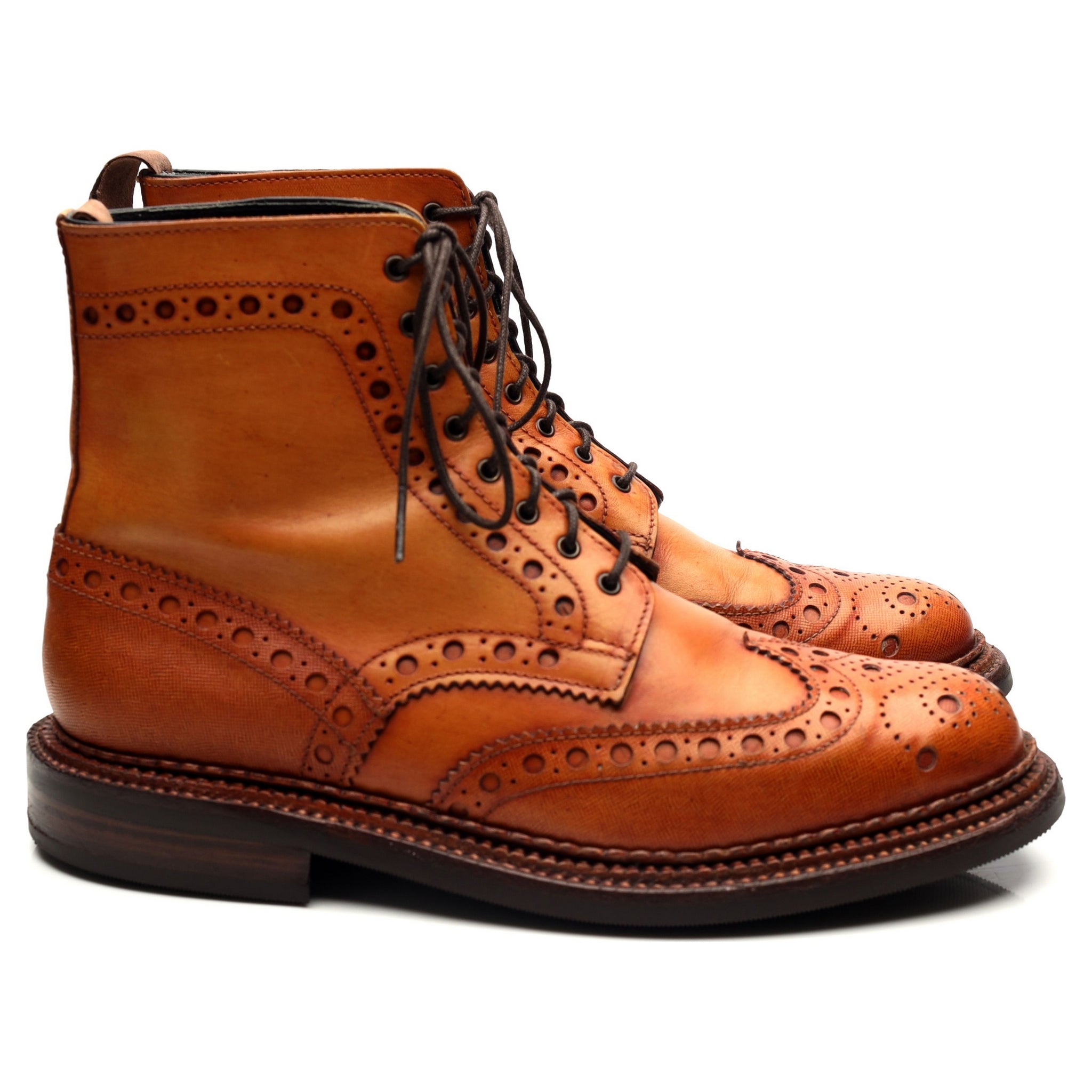 Grenson Fred bottines brogue cuir marron 8 triple cousu