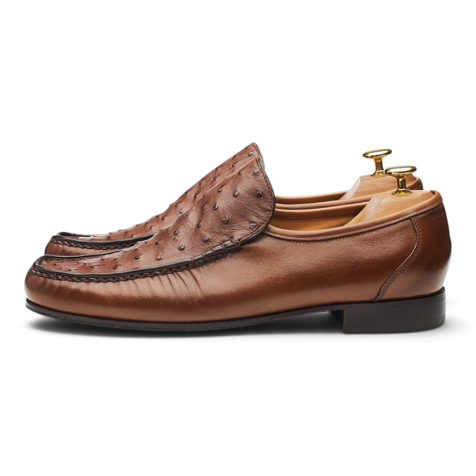 Barker Javron mocassins cuir autruche marron UK 8.5