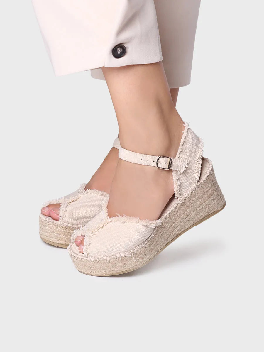 Toni Pons Isaura espadrilles compensées écrues effilochées