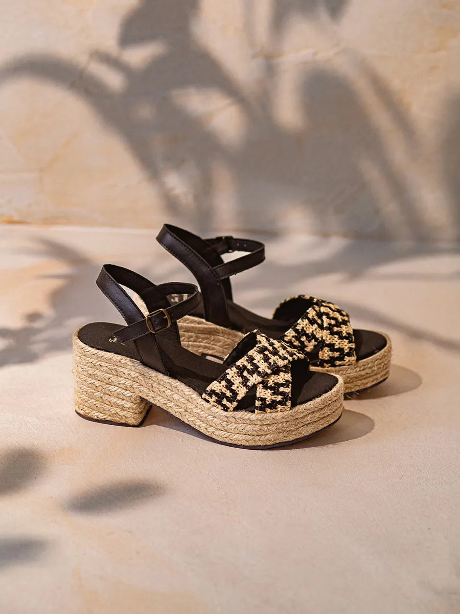 Toni Pons Atenes espadrille noire talon large 7,5 cm
