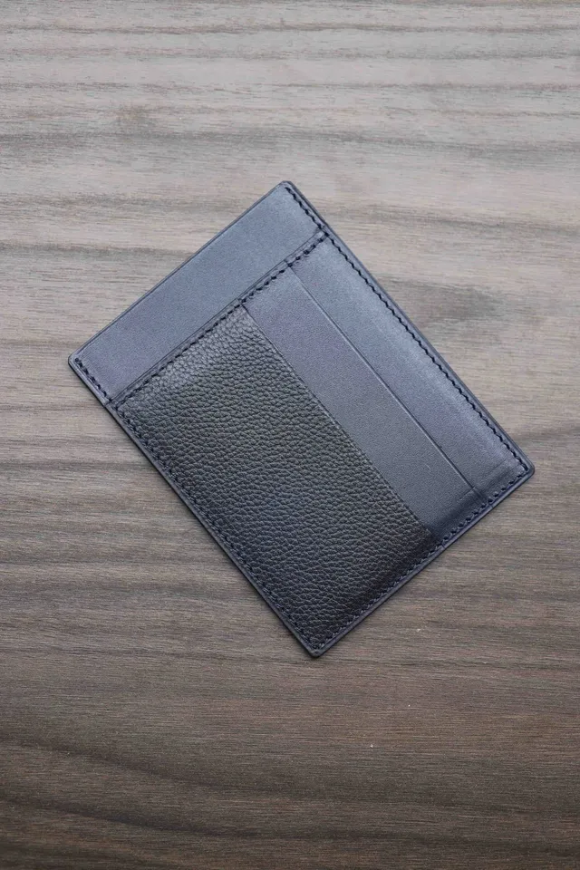 Malfroid porte-cartes cuir bleu marine