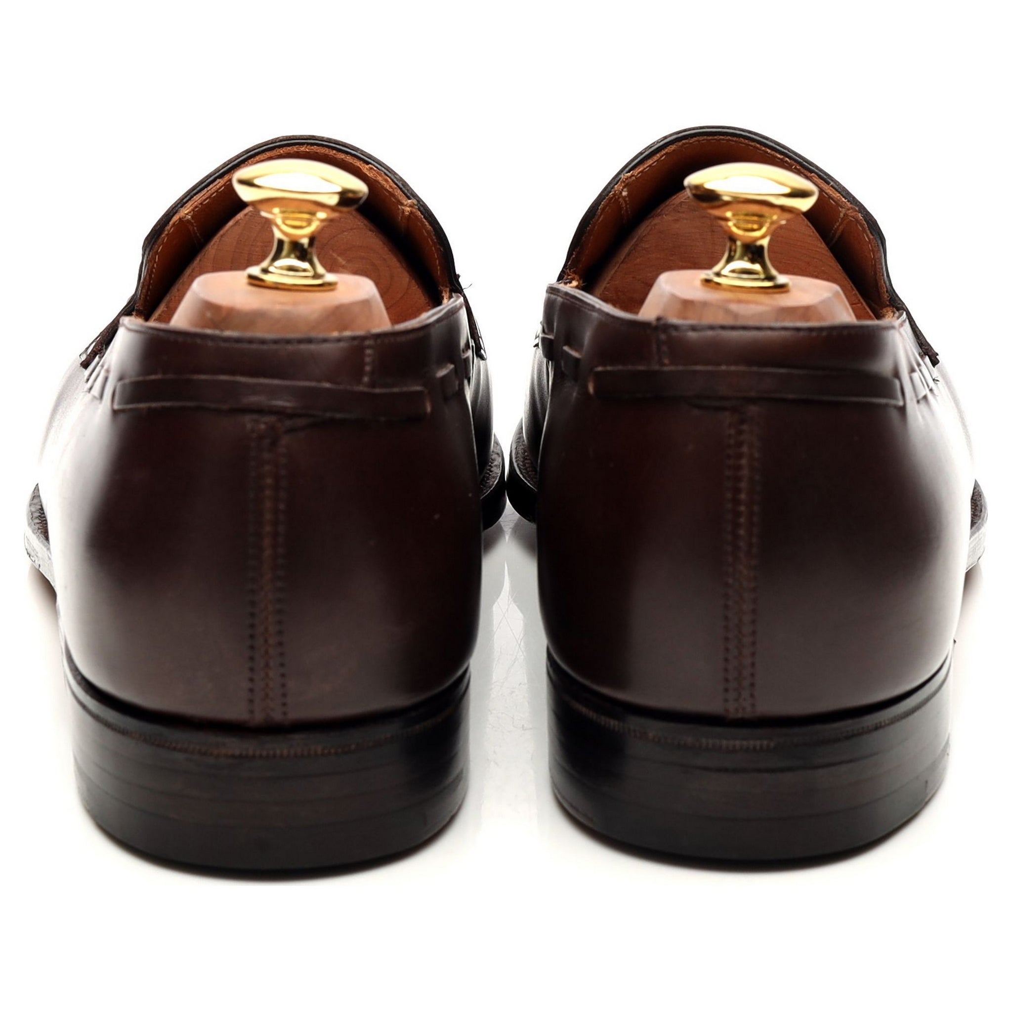 John Lobb Jihel mocassin pompons cuir marron UK 10.5