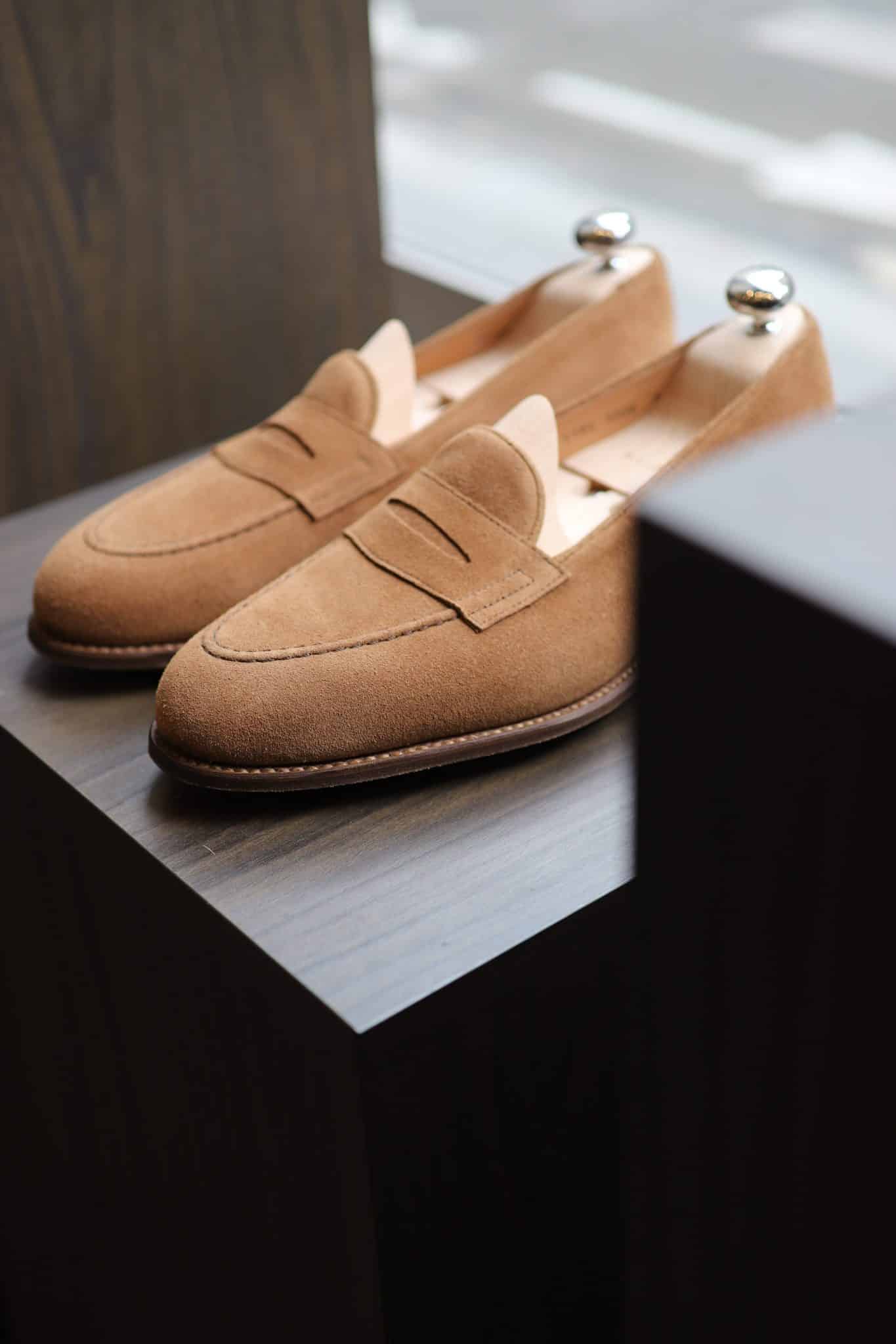Malfroid Newport mocassin penny veau velours camel