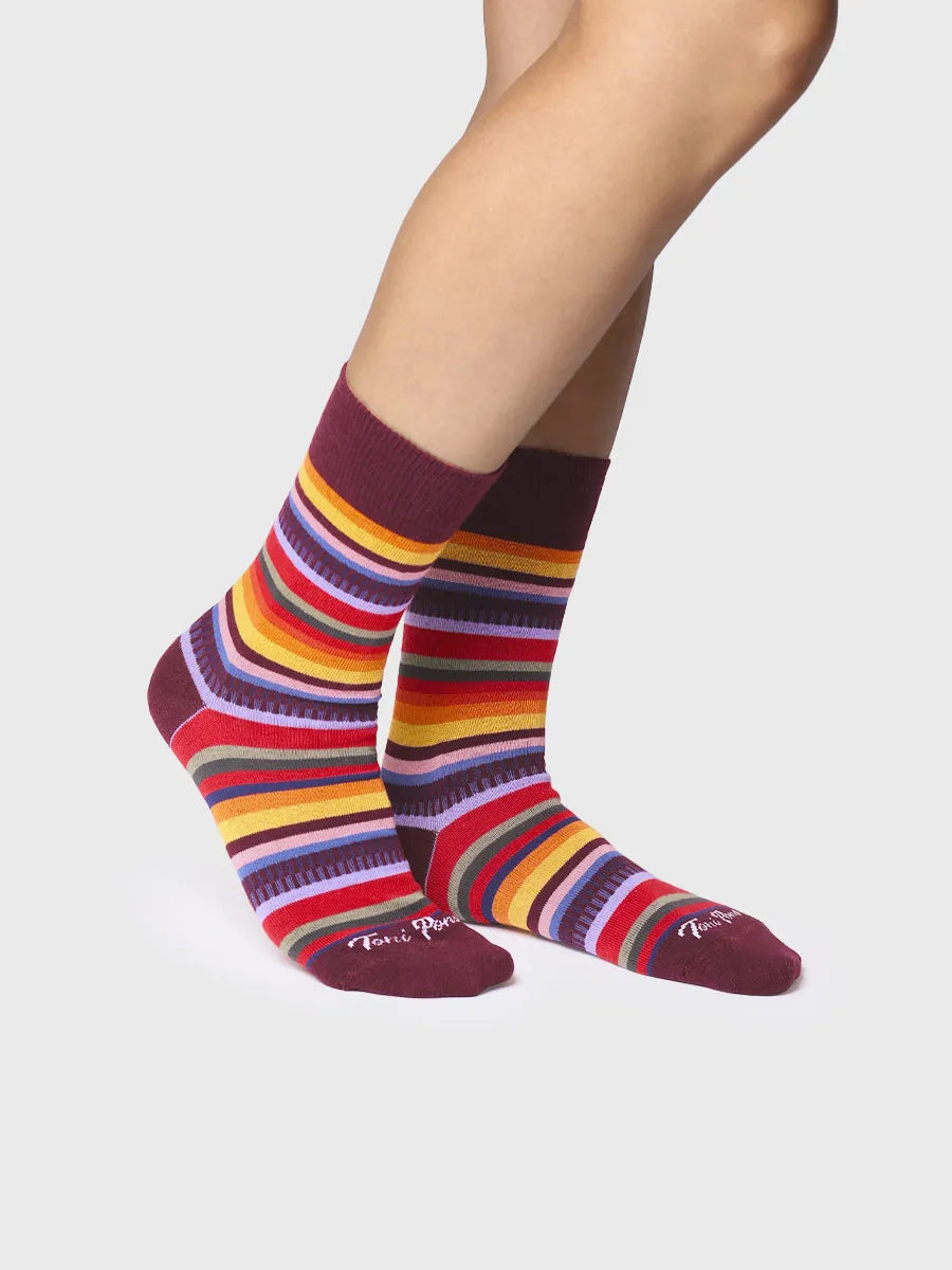 Toni Pons QUEL-BR chaussettes coton rayées taupe